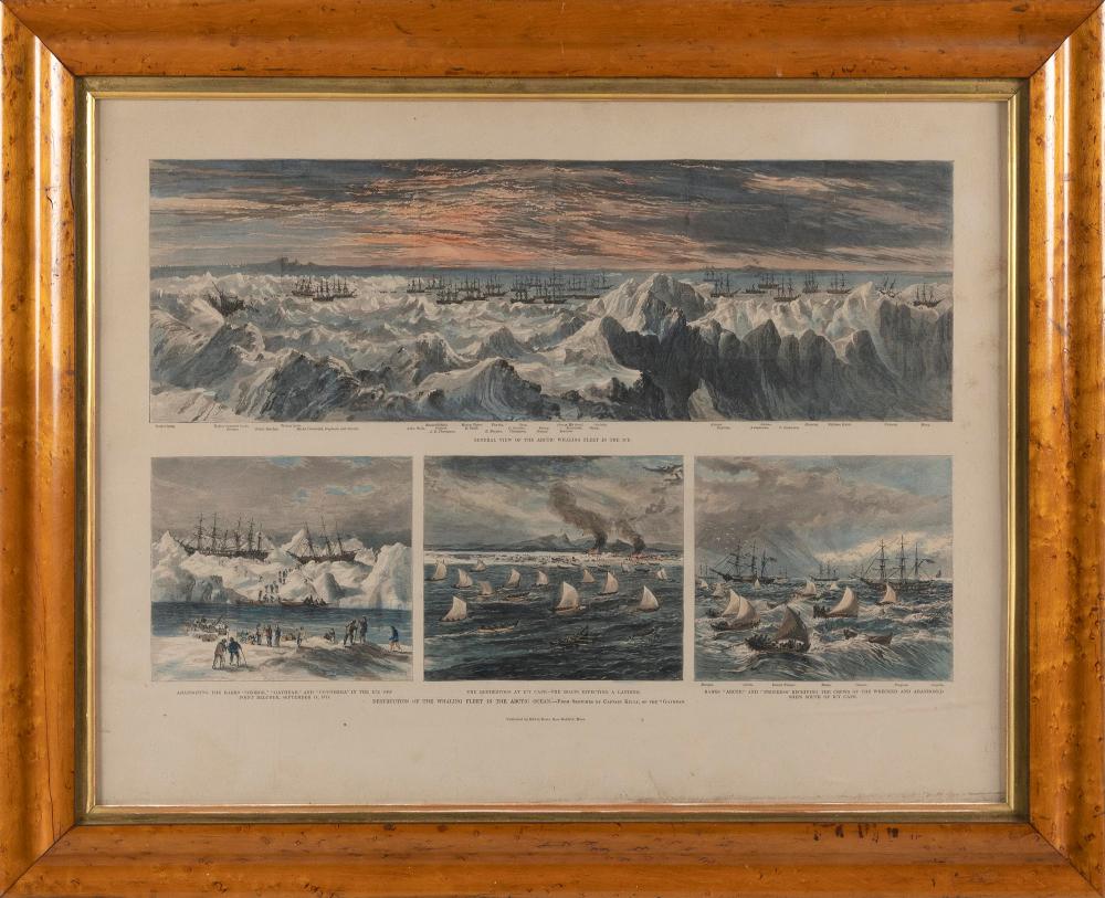 COLORED WHALING PRINT 19TH CENTURY 3501f0
