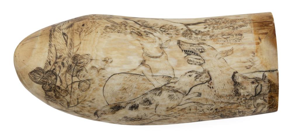 SCRIMSHAW WHALE S TOOTH 19TH CENTURY 3501f7
