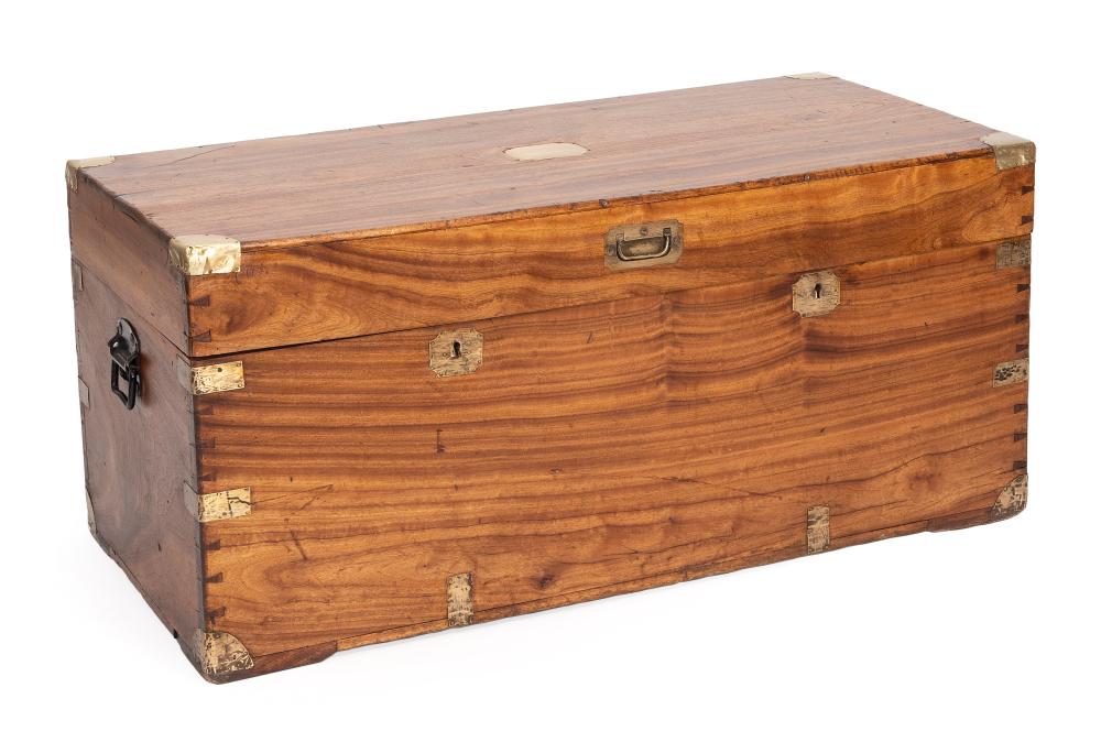 BRASS BOUND CAMPHORWOOD CHEST 19TH 35022a