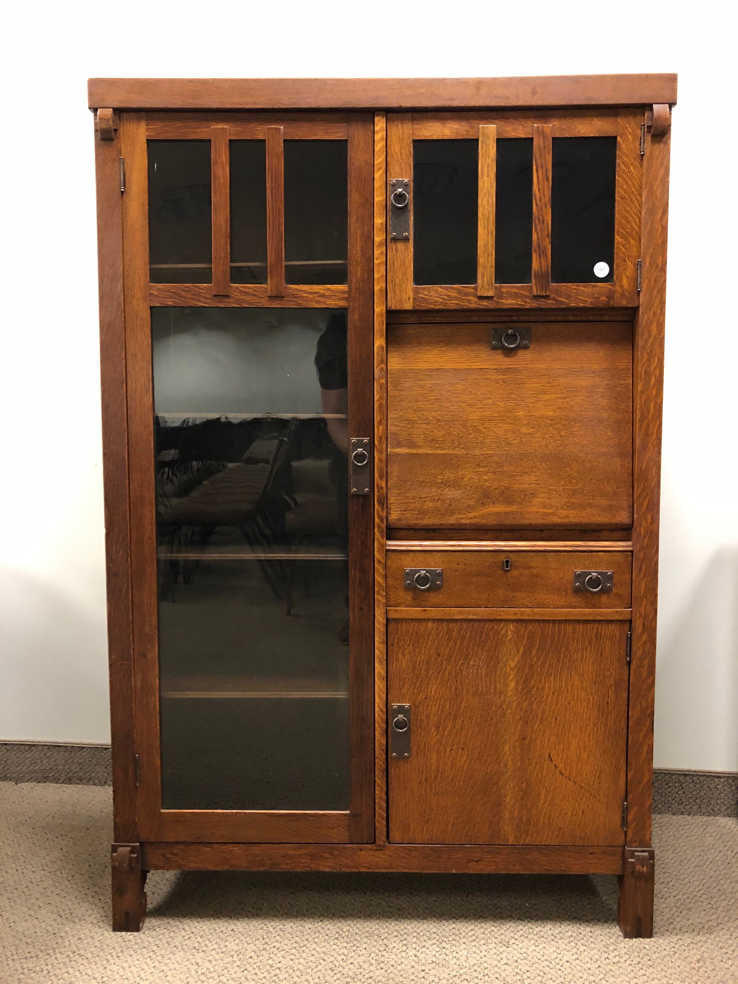 ARTS AND CRAFTS OAK BOOKCASE DESK 3529b2