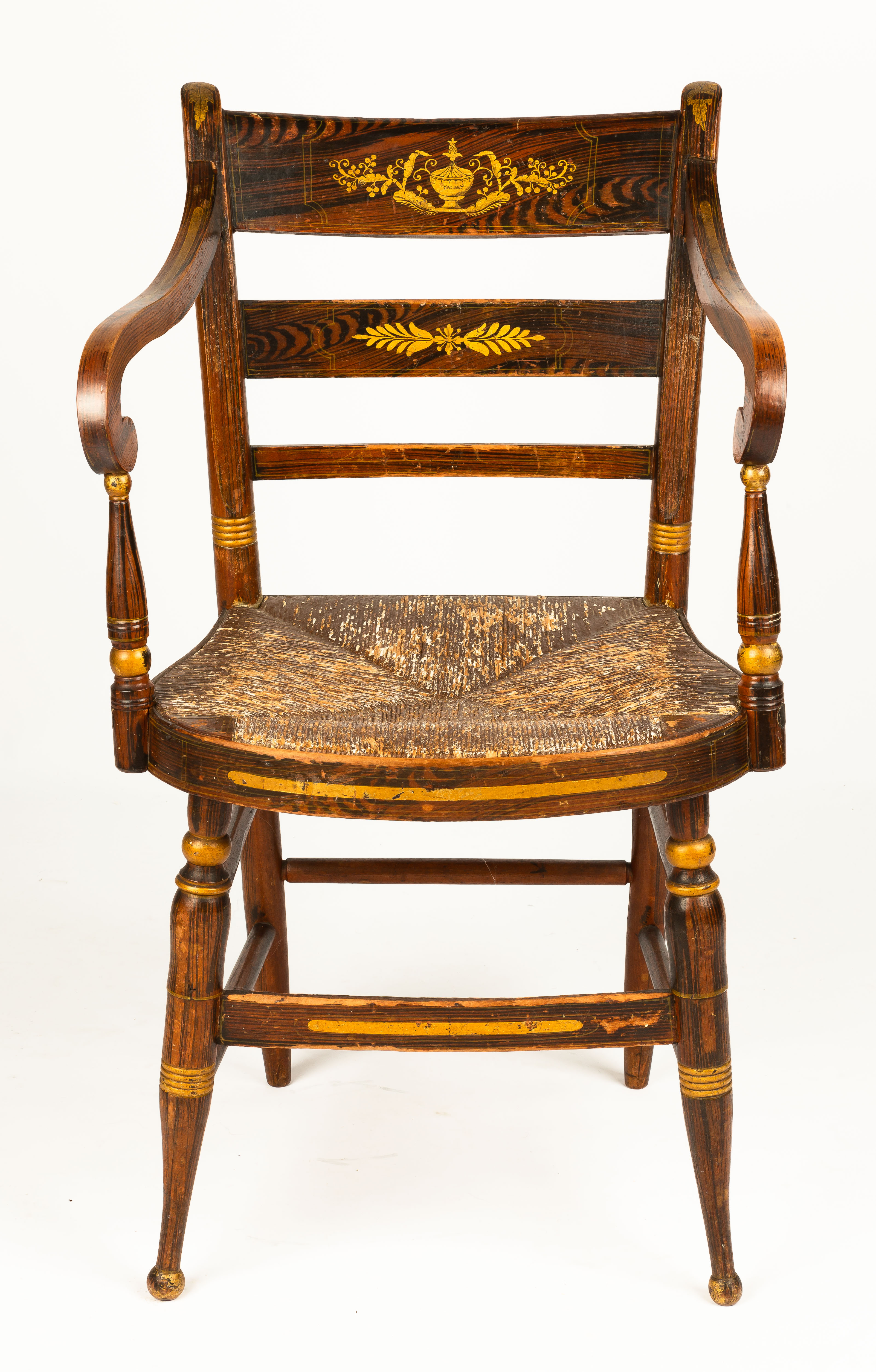 GRAIN PAINTED AND STENCILED ARMCHAIR 3529d4