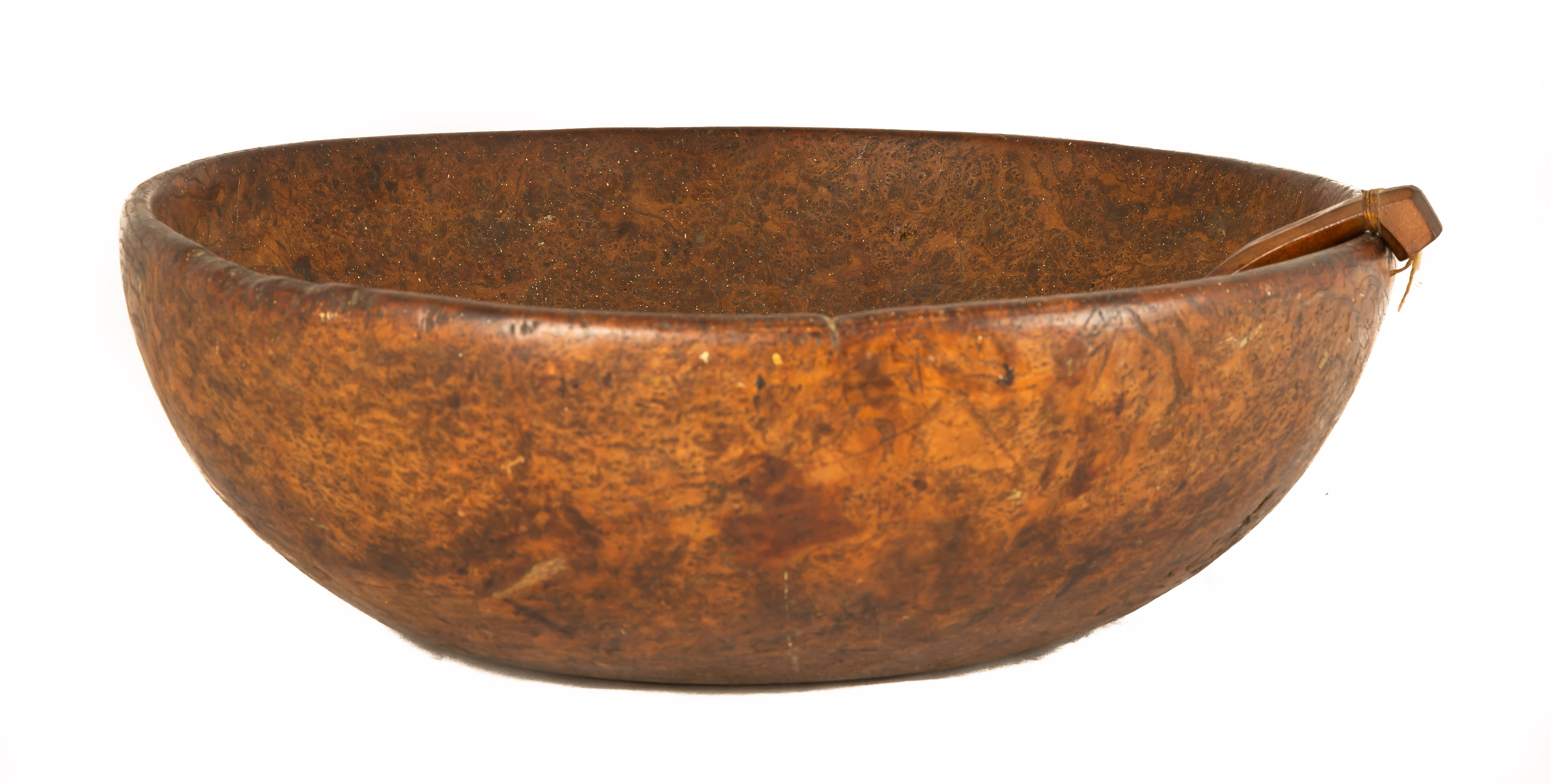 BURL BOWL WITH BUTTER LADLES 19th