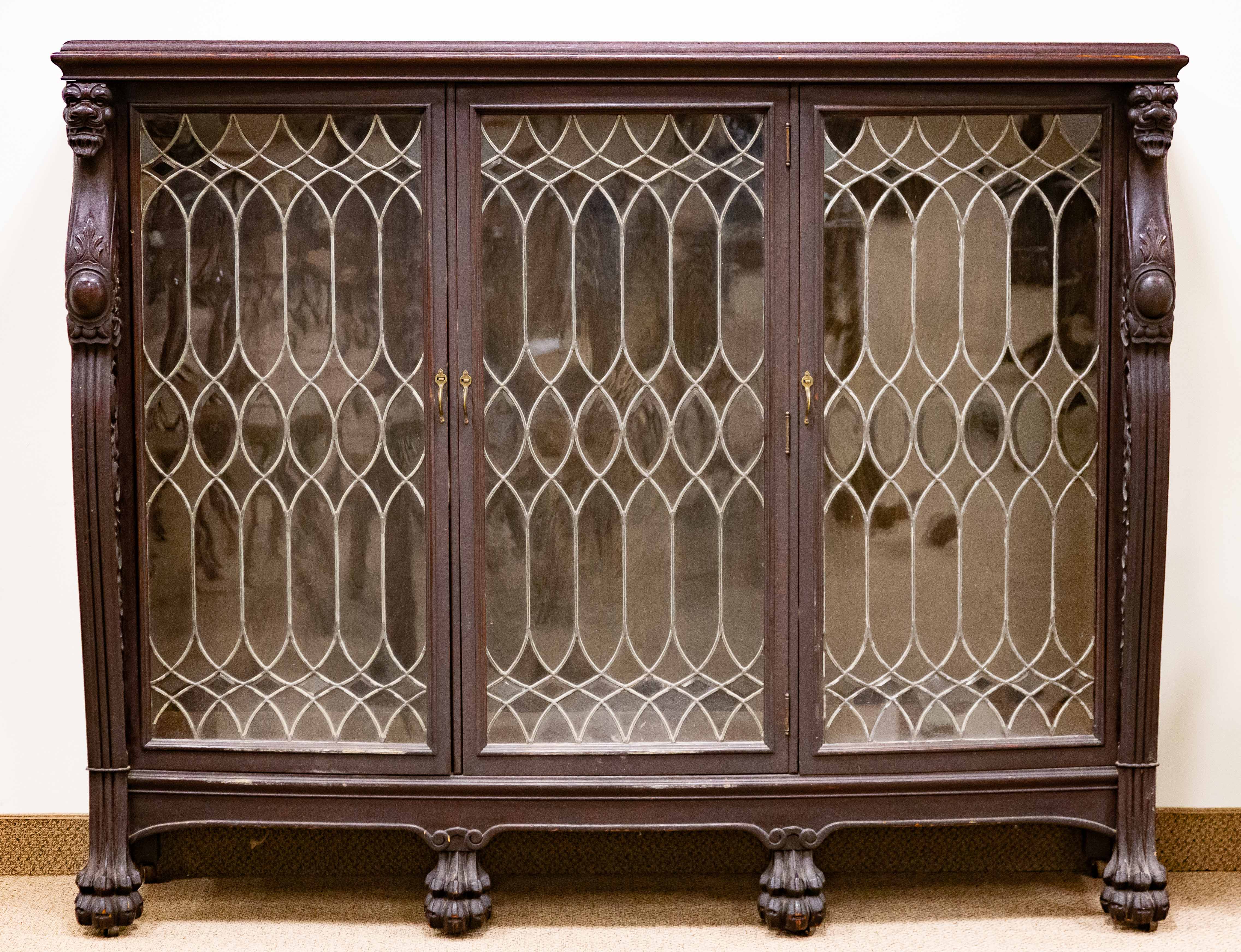 TRIPLE DOOR OAK LEADED AND BEVELED 3529ed