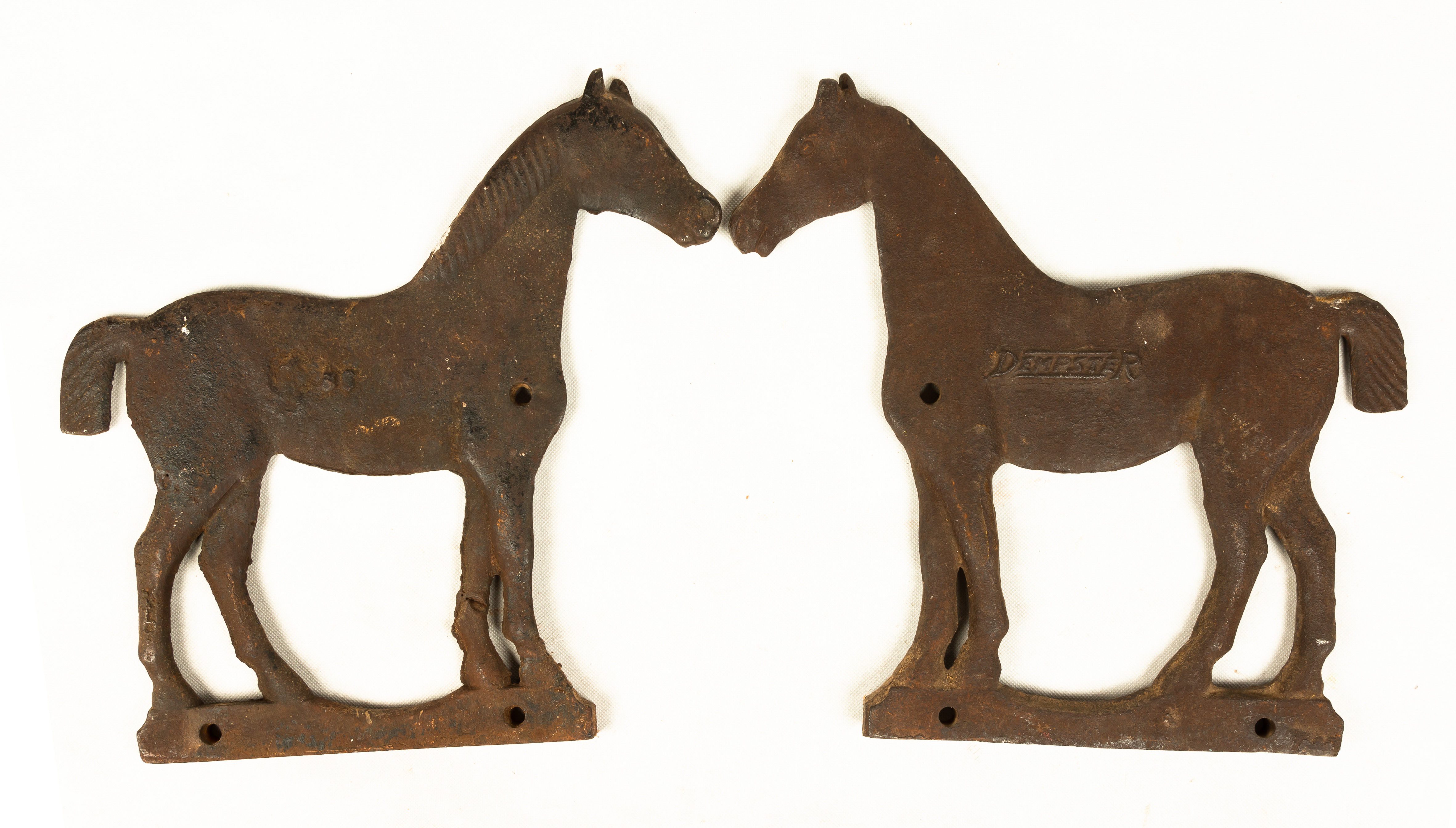 PAIR OF CAST IRON HORSE WINDMILL