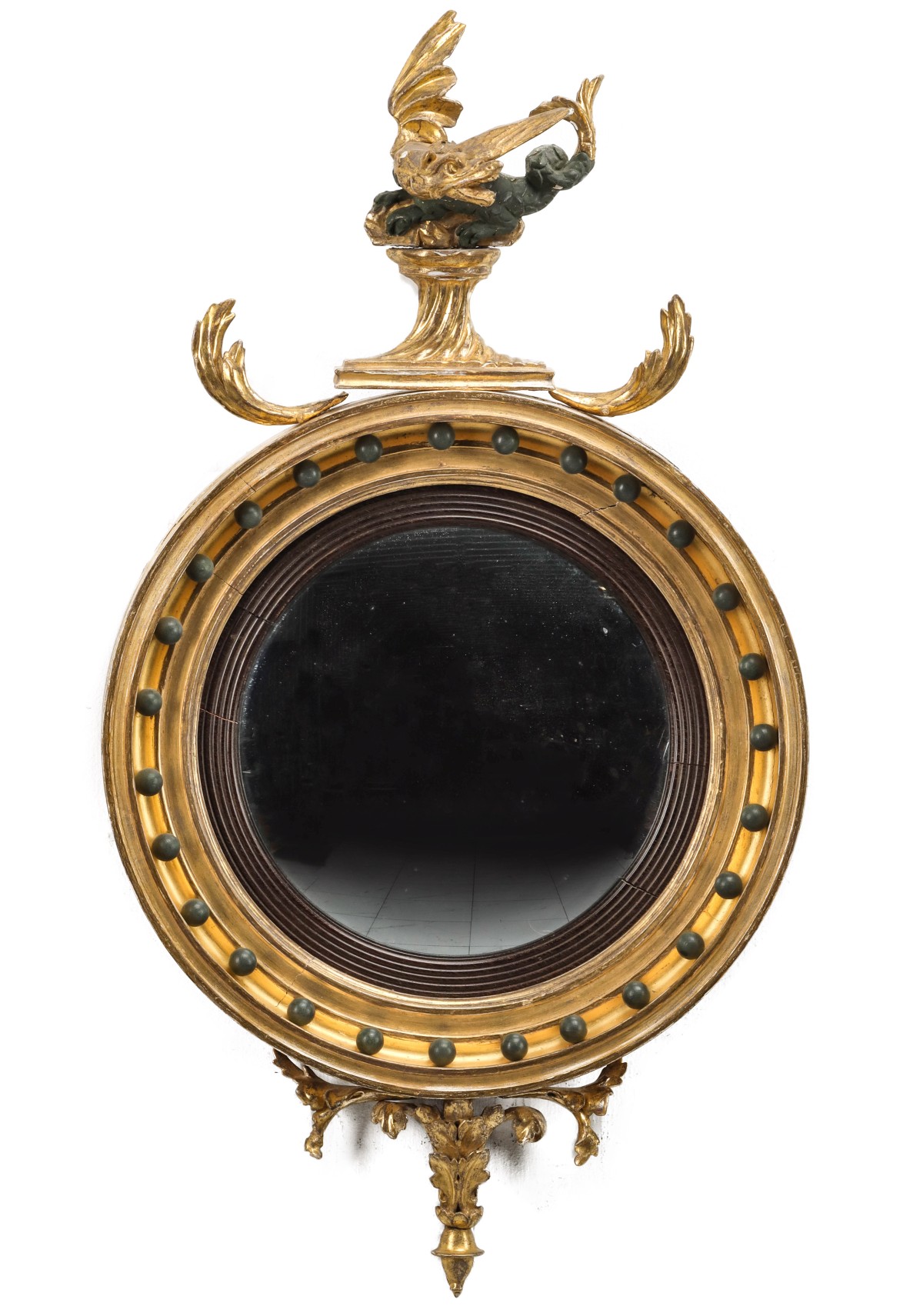 AN 18C REGENCY CONVEX MIRROR WITH 352b1a