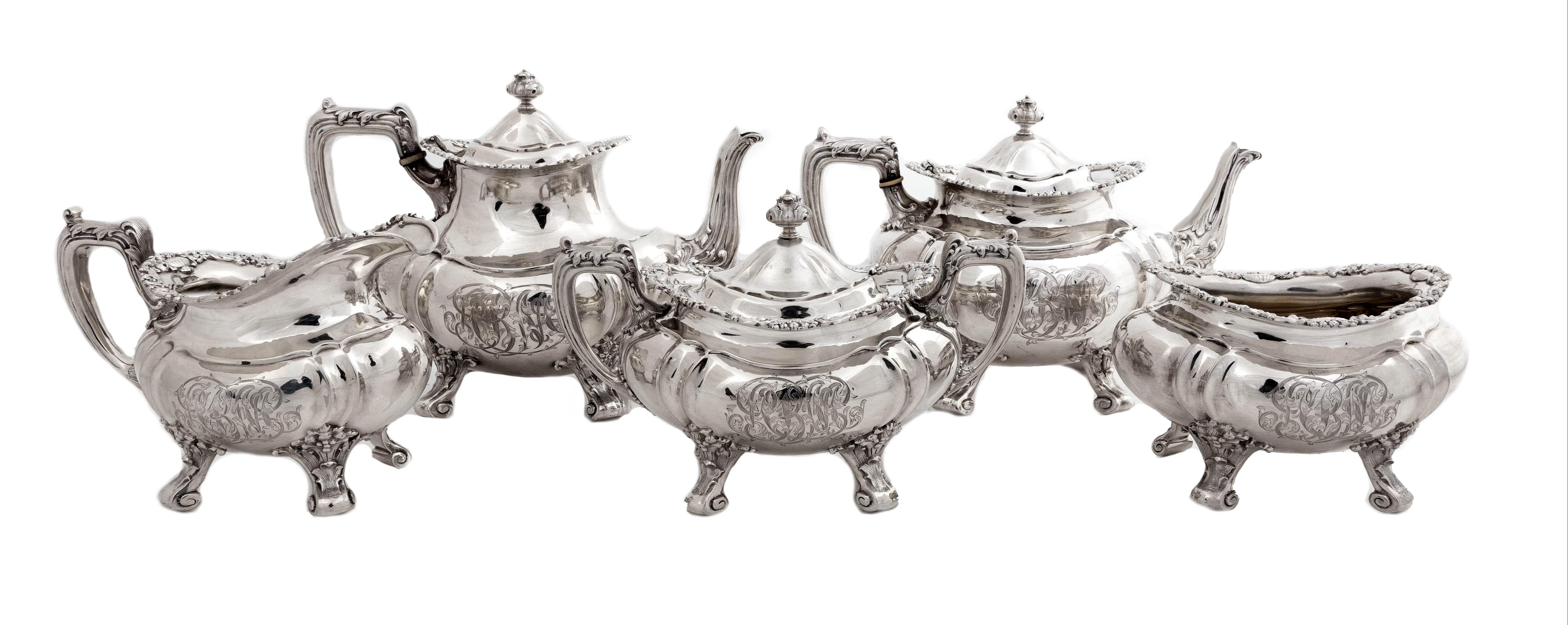 AMERICAN SILVER 5-PIECE TEA & COFFEE