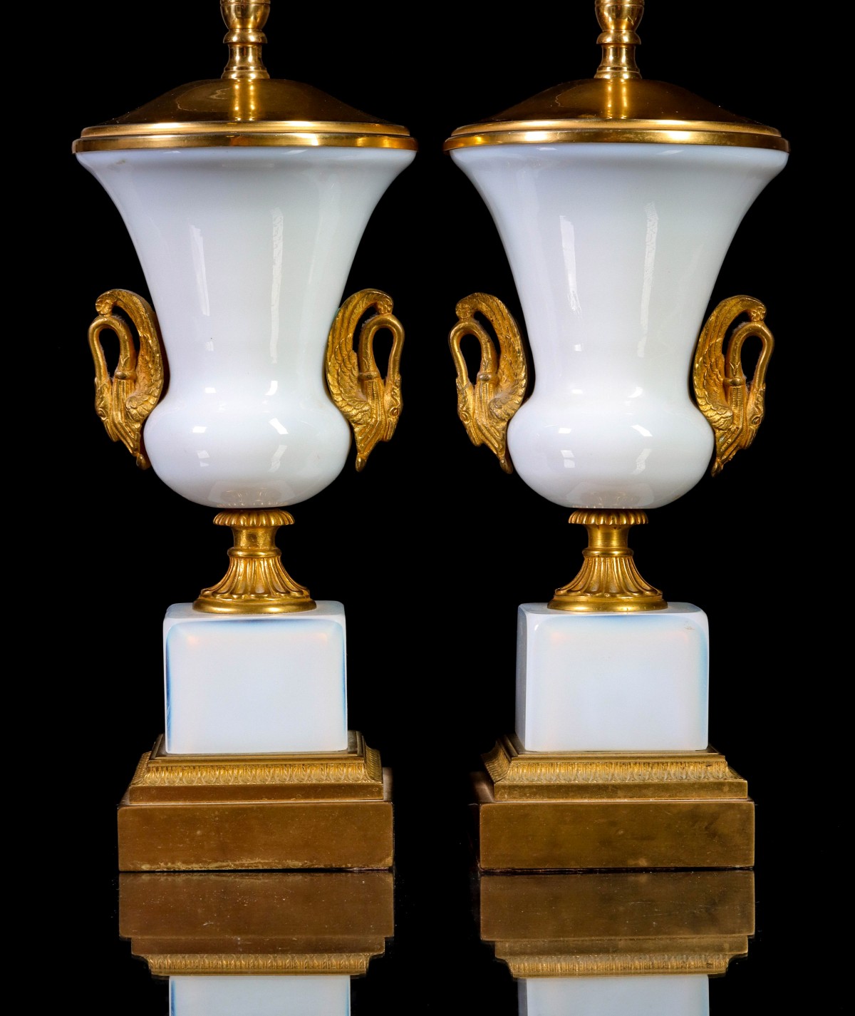 FINE FRENCH OPALINE AND GILT BRONZE