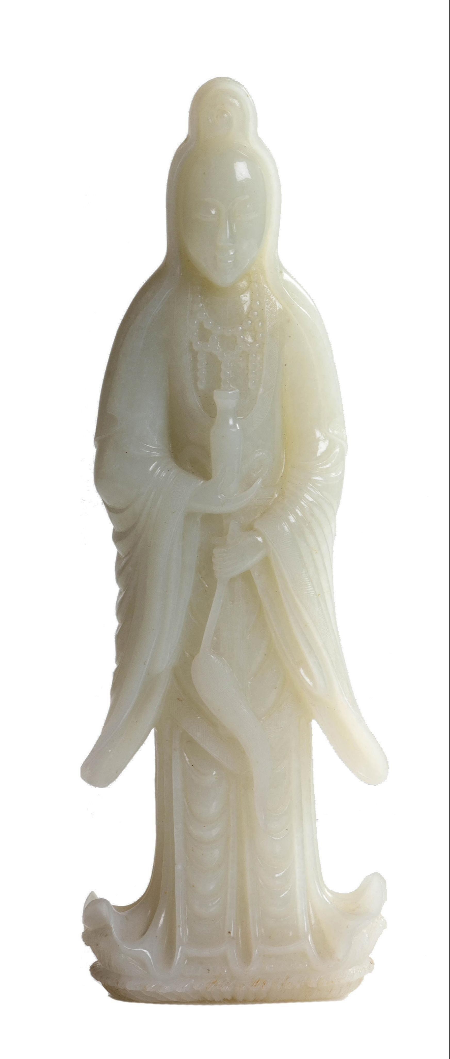 EARLY CHINESE WHITE JADE STANDING