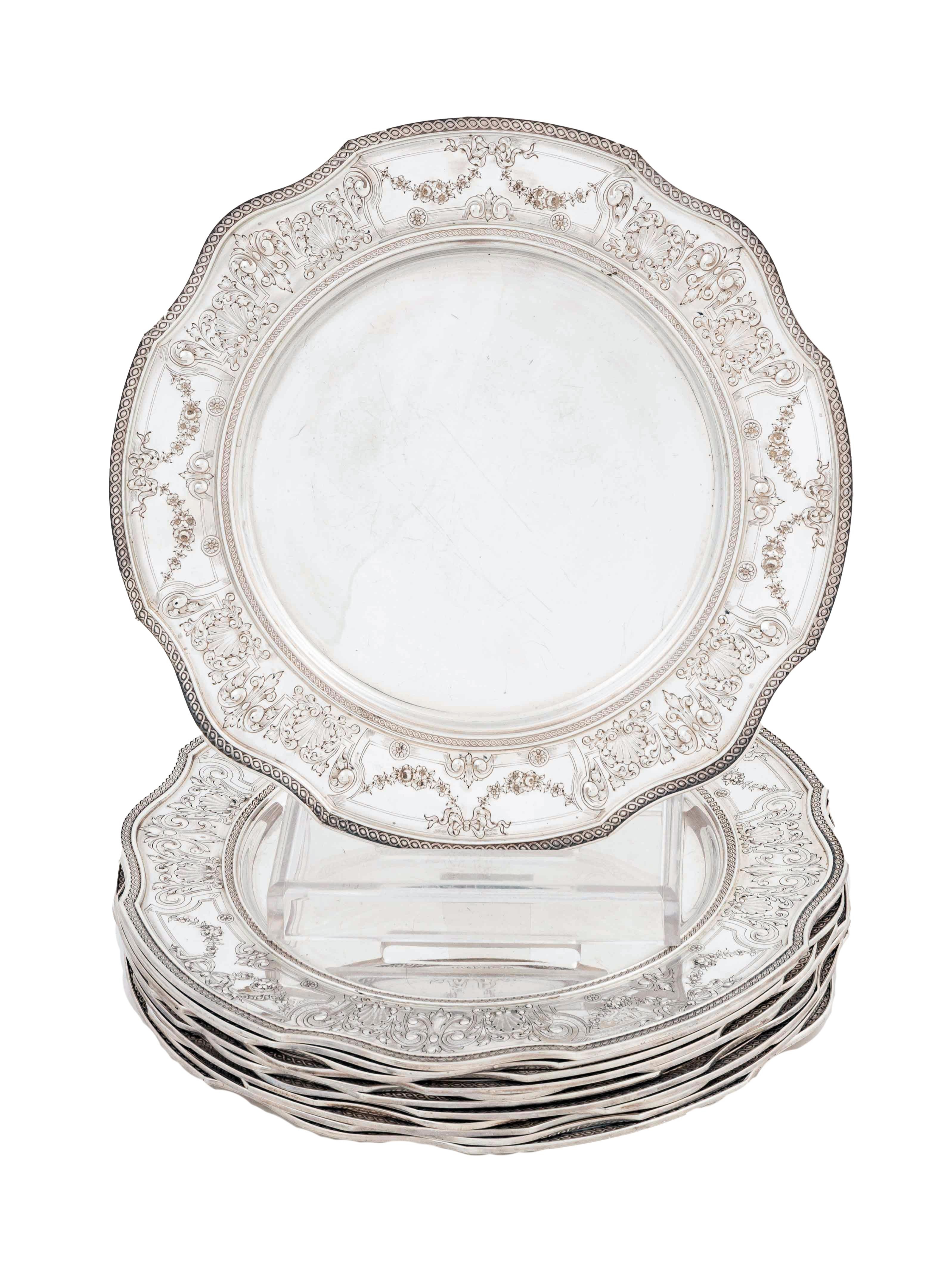 (12) AMERICAN SILVER PLATES Barbour