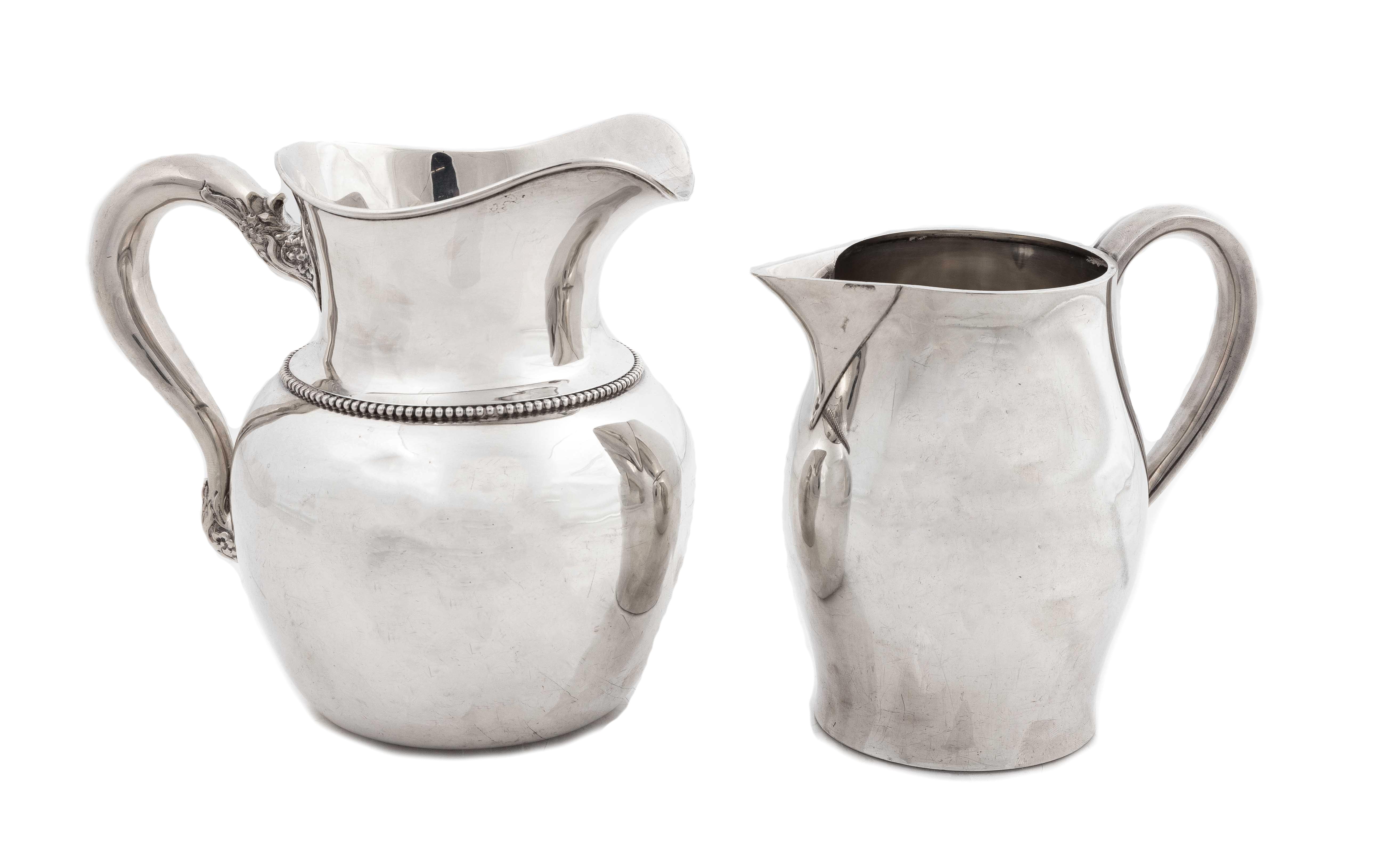 (2) AMERICAN SILVER PITCHERS Marked