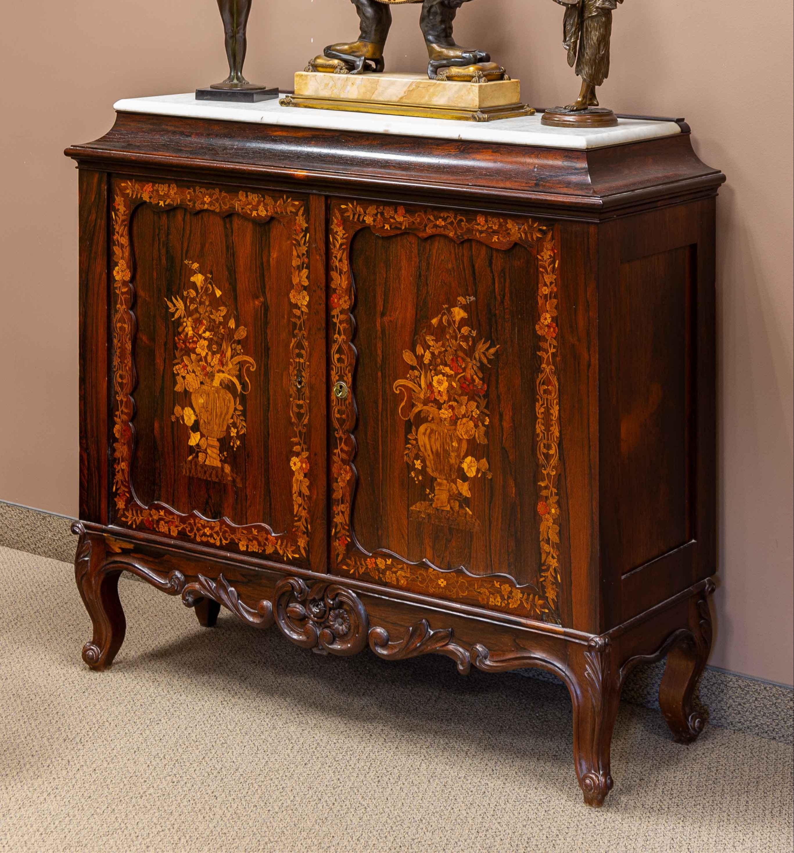 MARBLE TOP INLAY ROSEWOOD CABINET 352bec