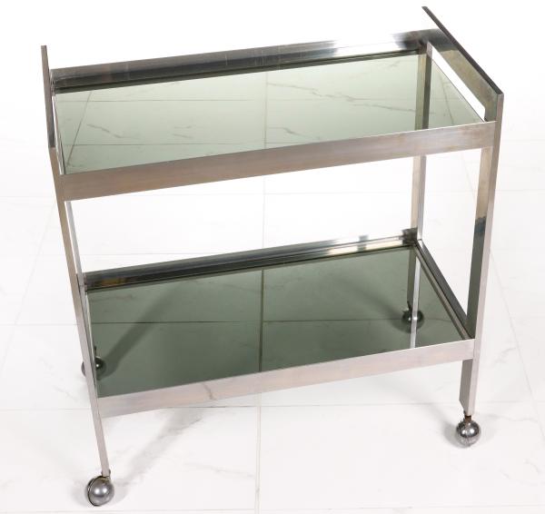 A MODERN TWO TIER CHROME BAR CART 352c90