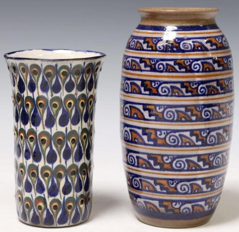  2 MEXICAN GLAZED POTTERY VASES  352e66