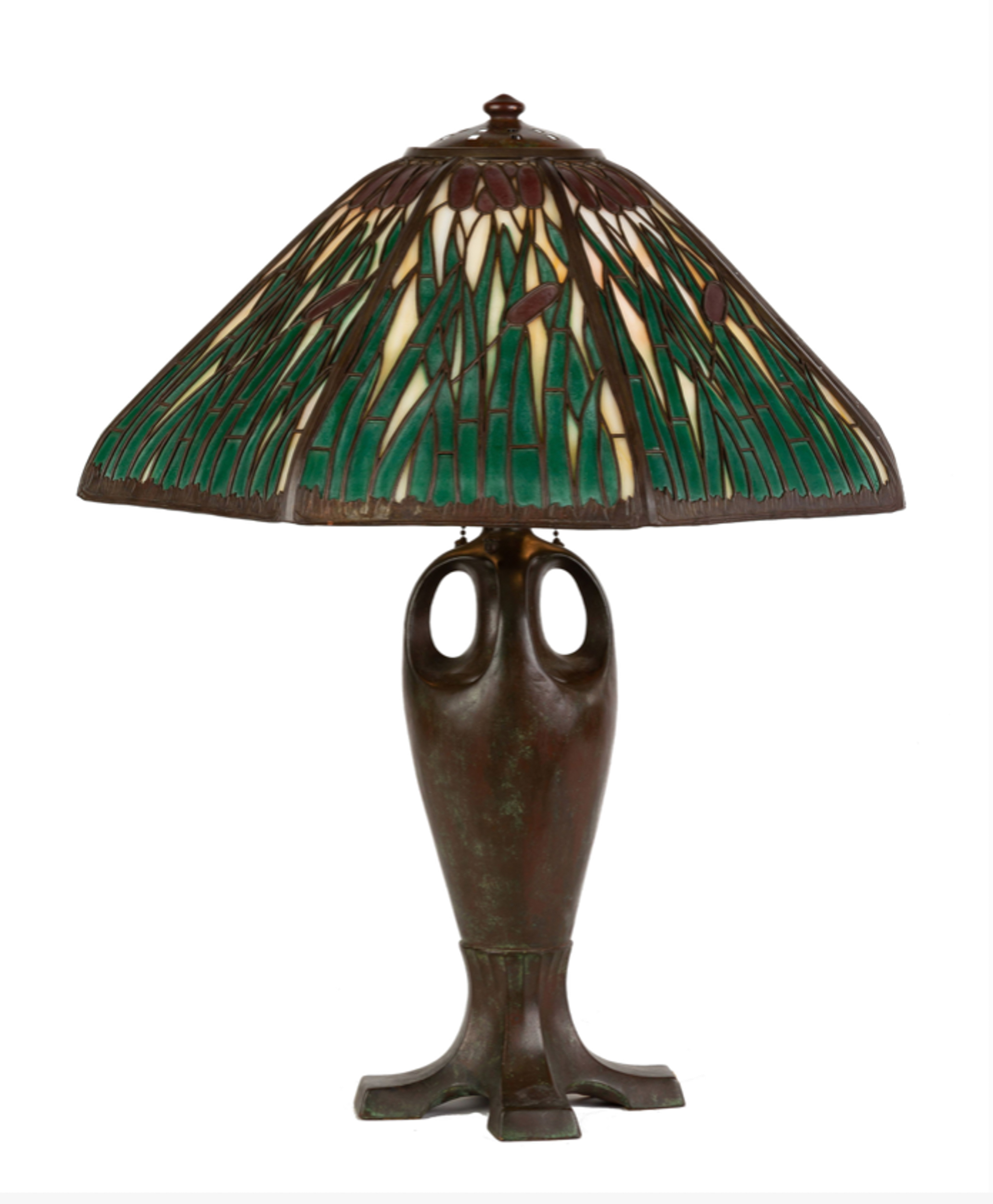 HANDEL STYLE CATTAIL LAMP 20th century.