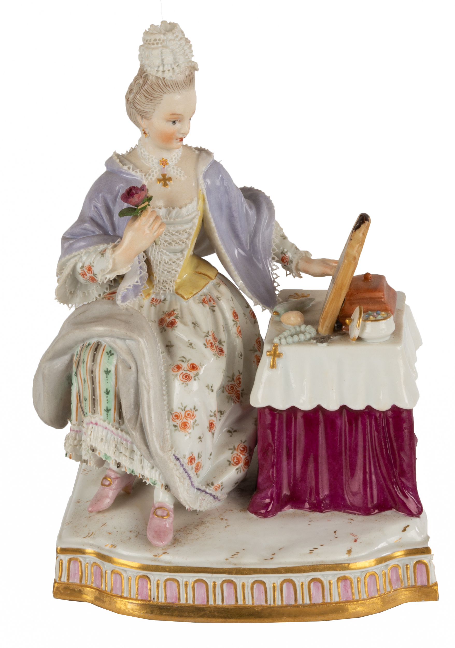 MEISSEN LADY AT DRESSING TABLE 19th