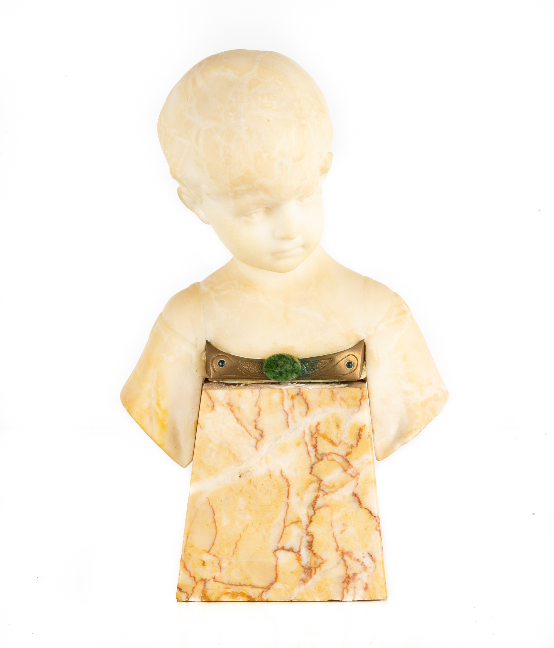 CARVED ALABASTER SCULPTURE OF A YOUNG