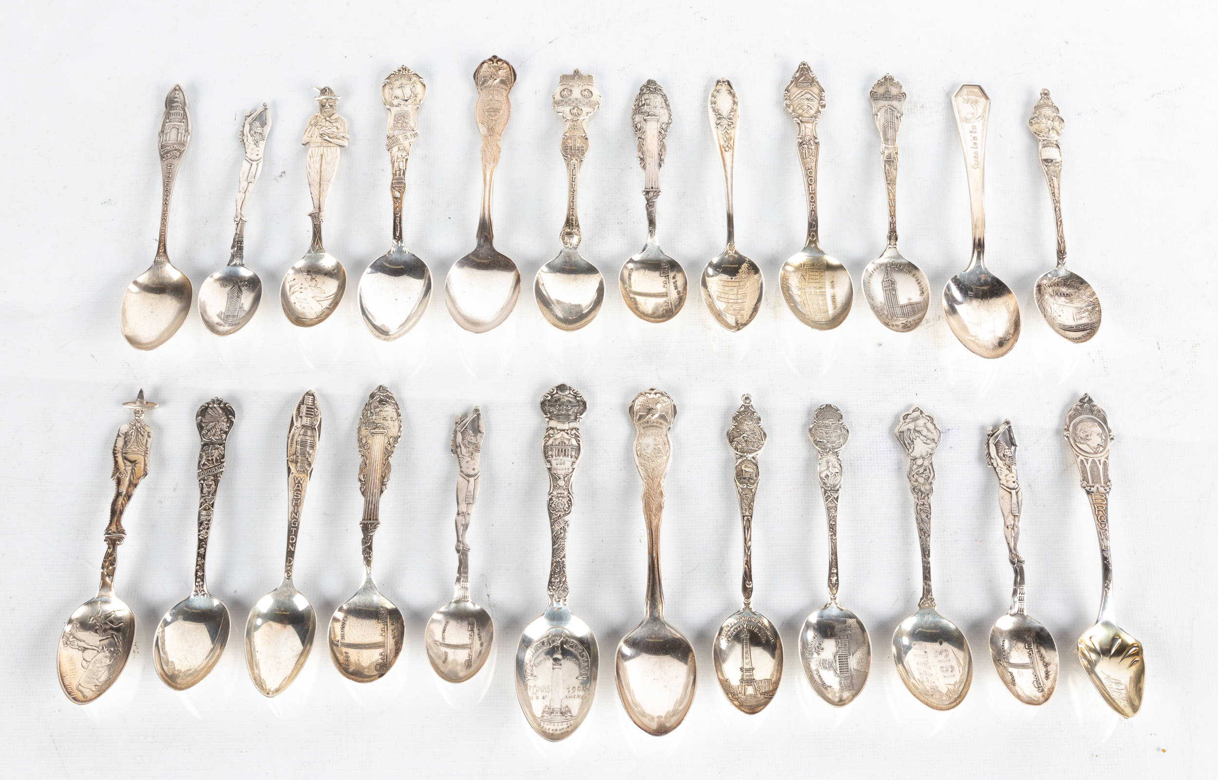 GROUP OF STERLING SILVER SOUVENIR SPOONS