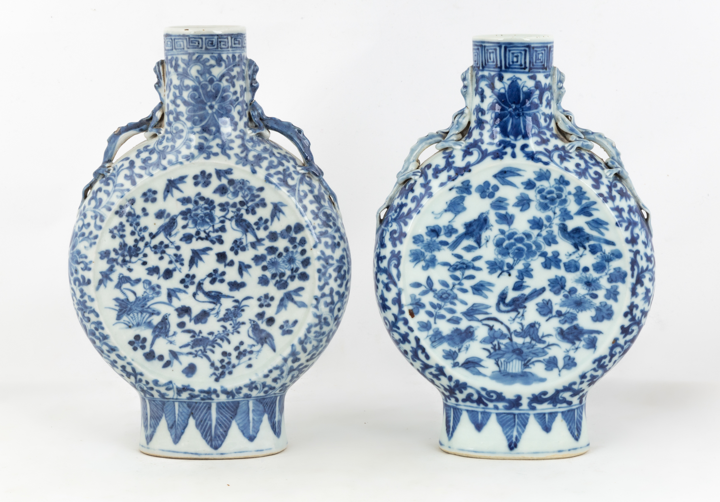 (2) CHINESE BLUE & WHITE MOON FLASKS