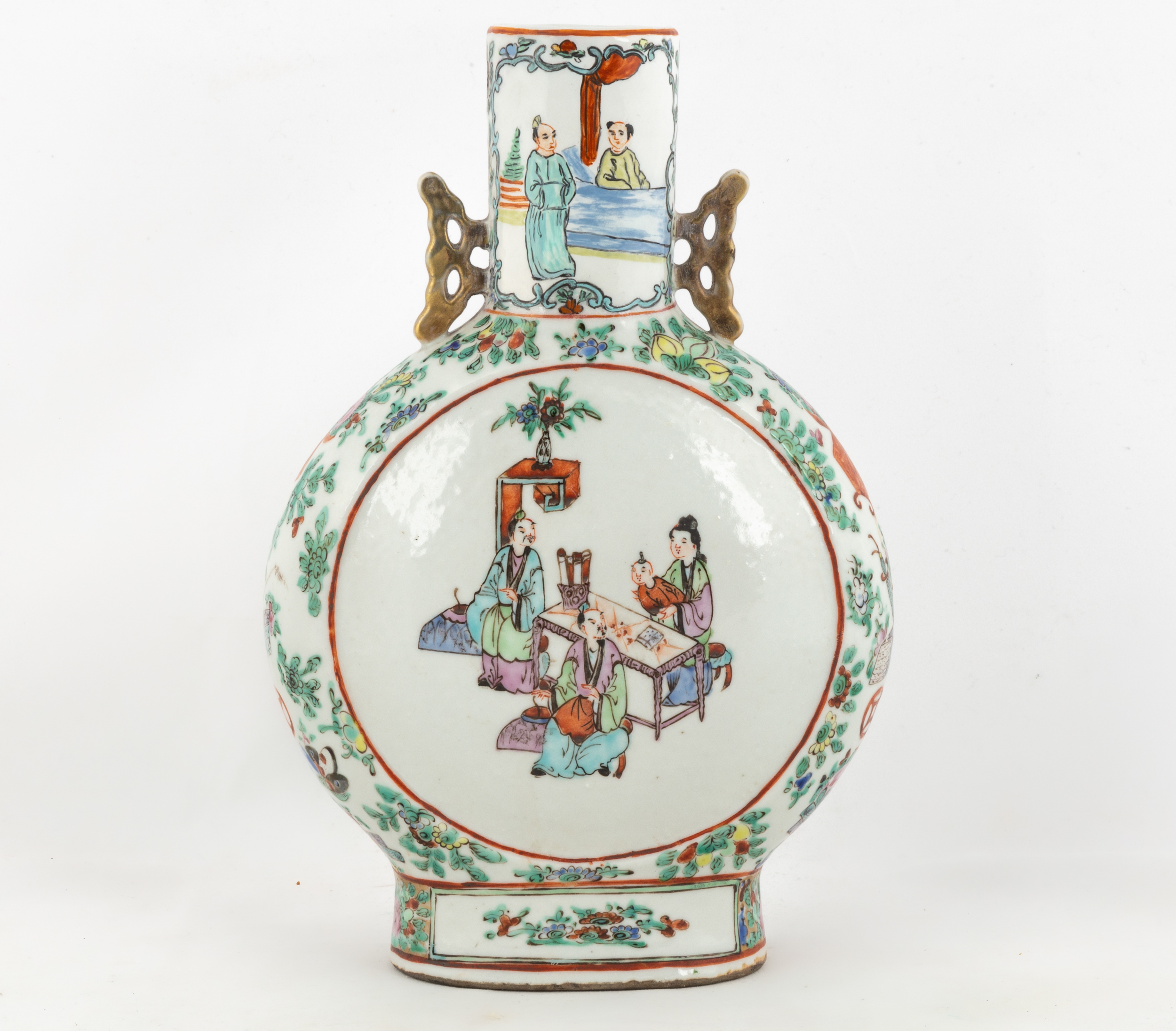 CHINESE FAMILLE VERTE MOON FLASK