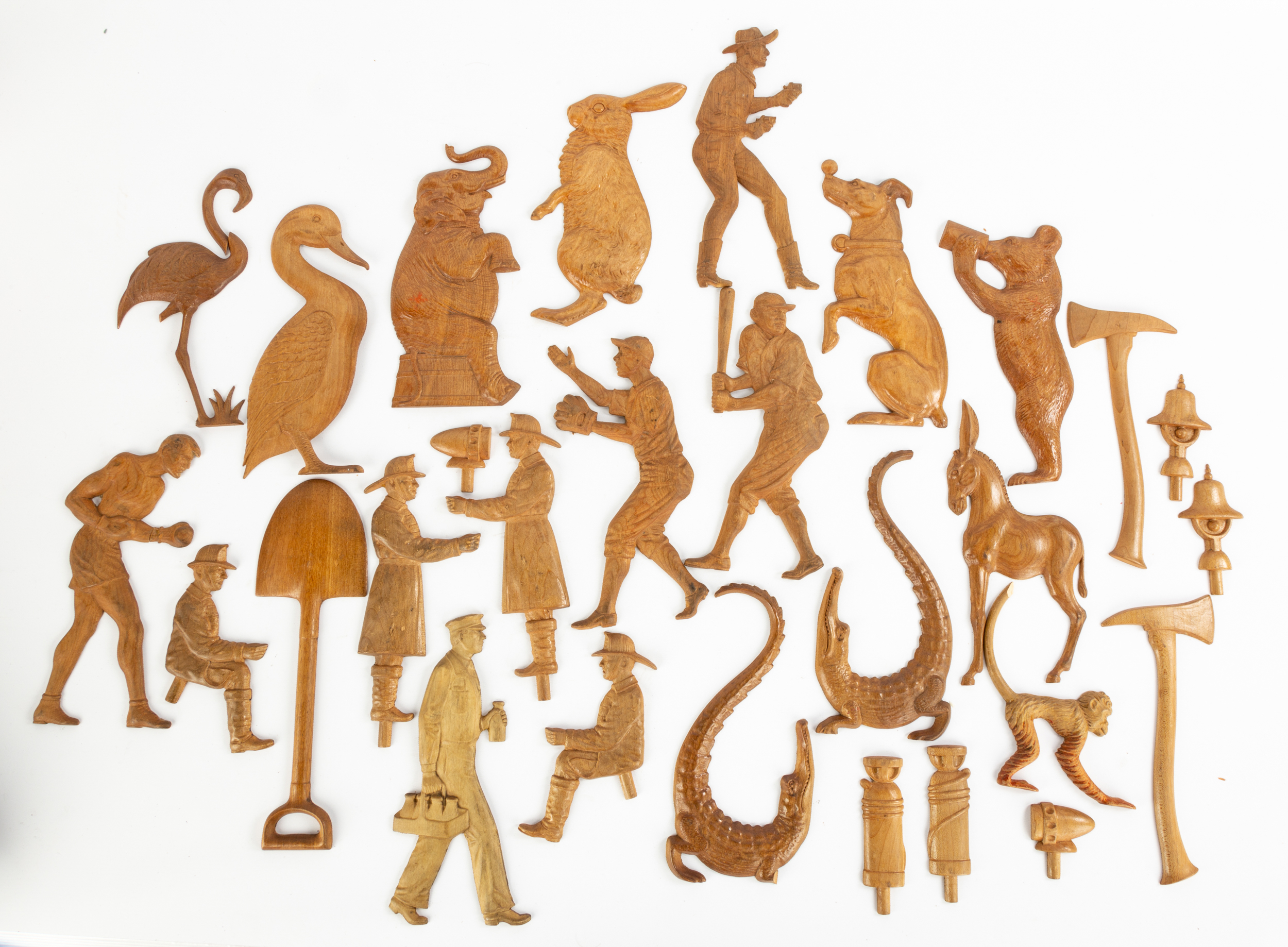 CARVED WOODEN WHIMSICAL FIGURES Early