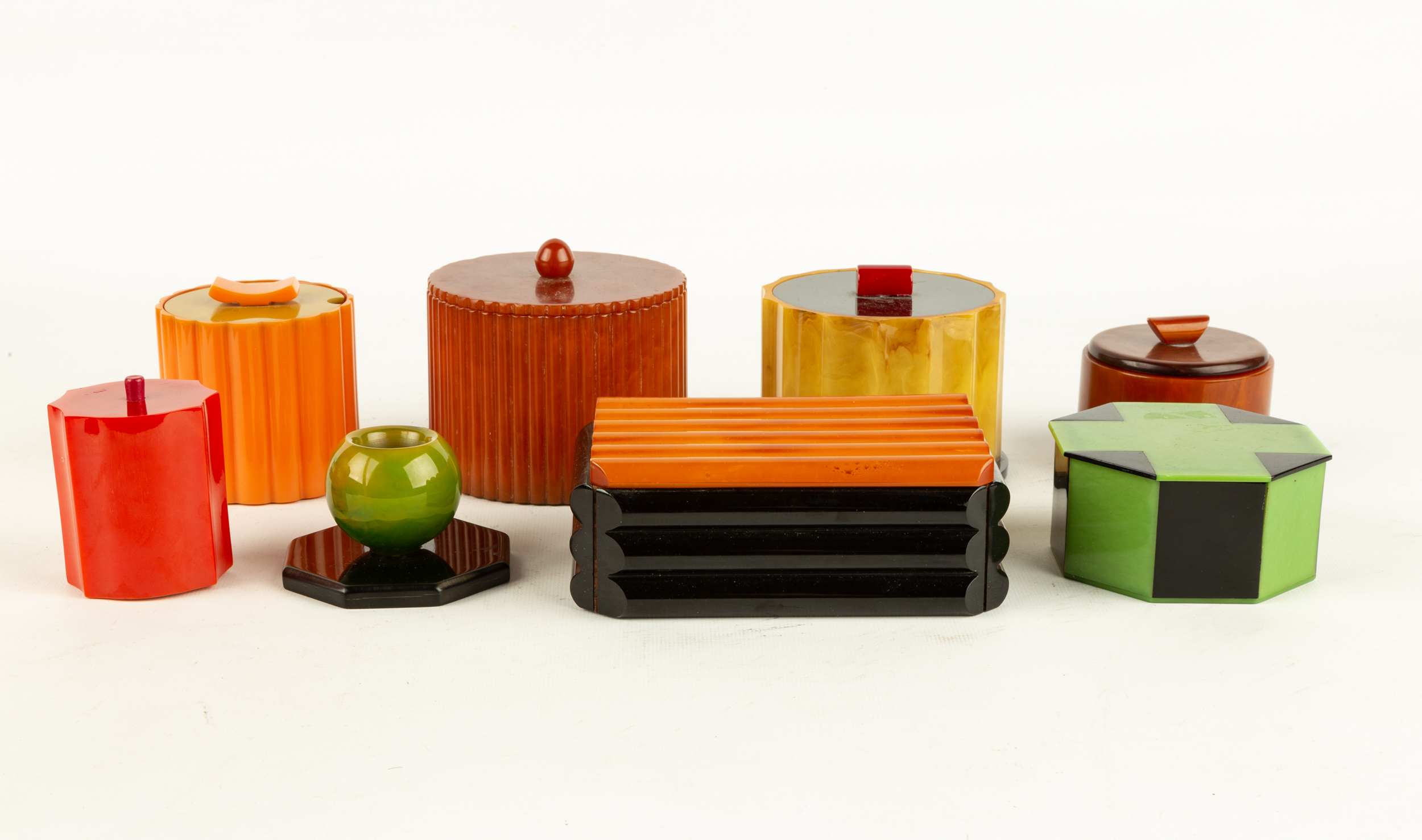 GROUP OF BAKELITE STORAGE CONTAINERS
