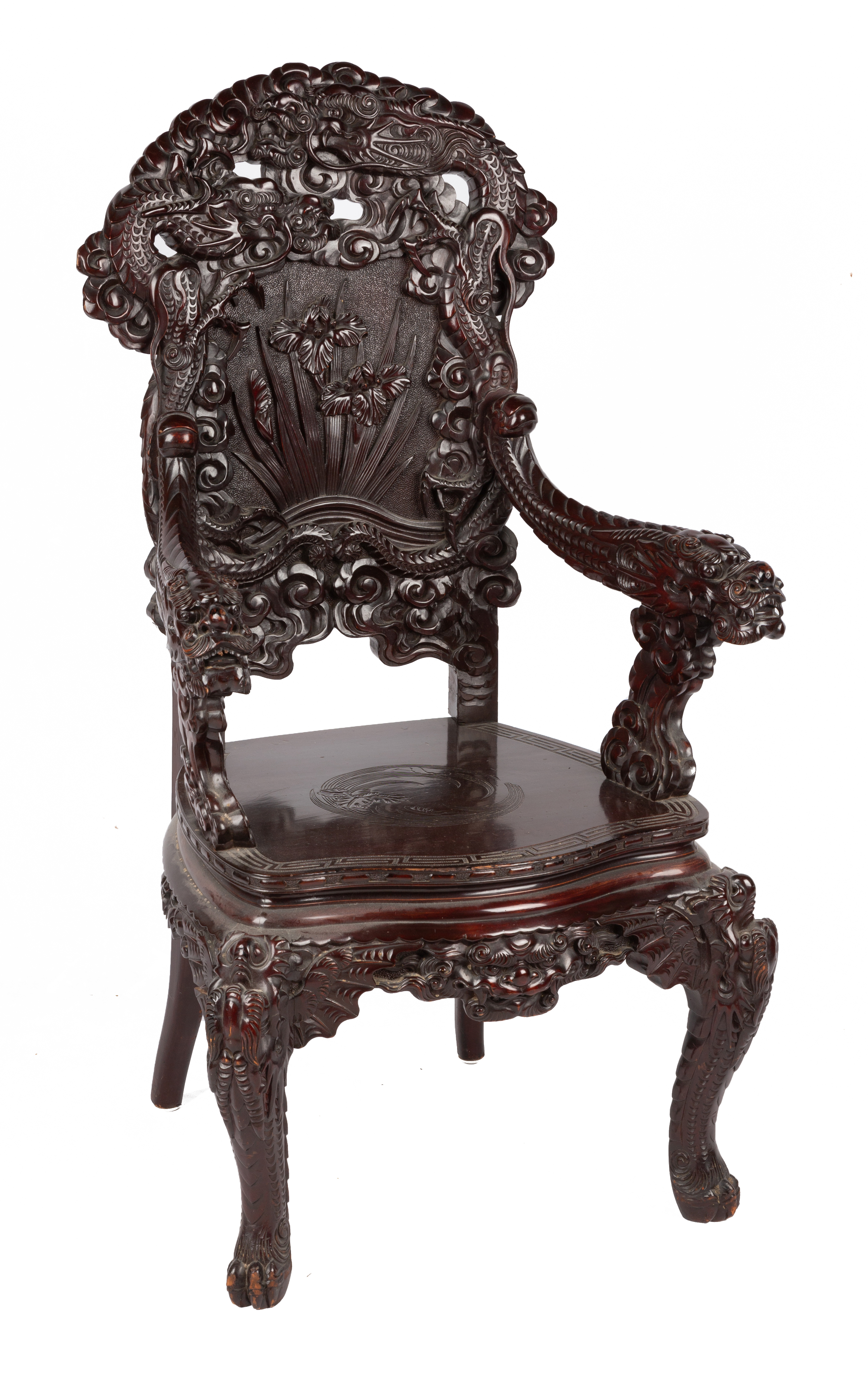 JAPANESE MAHOGANY THRONE CHAIR