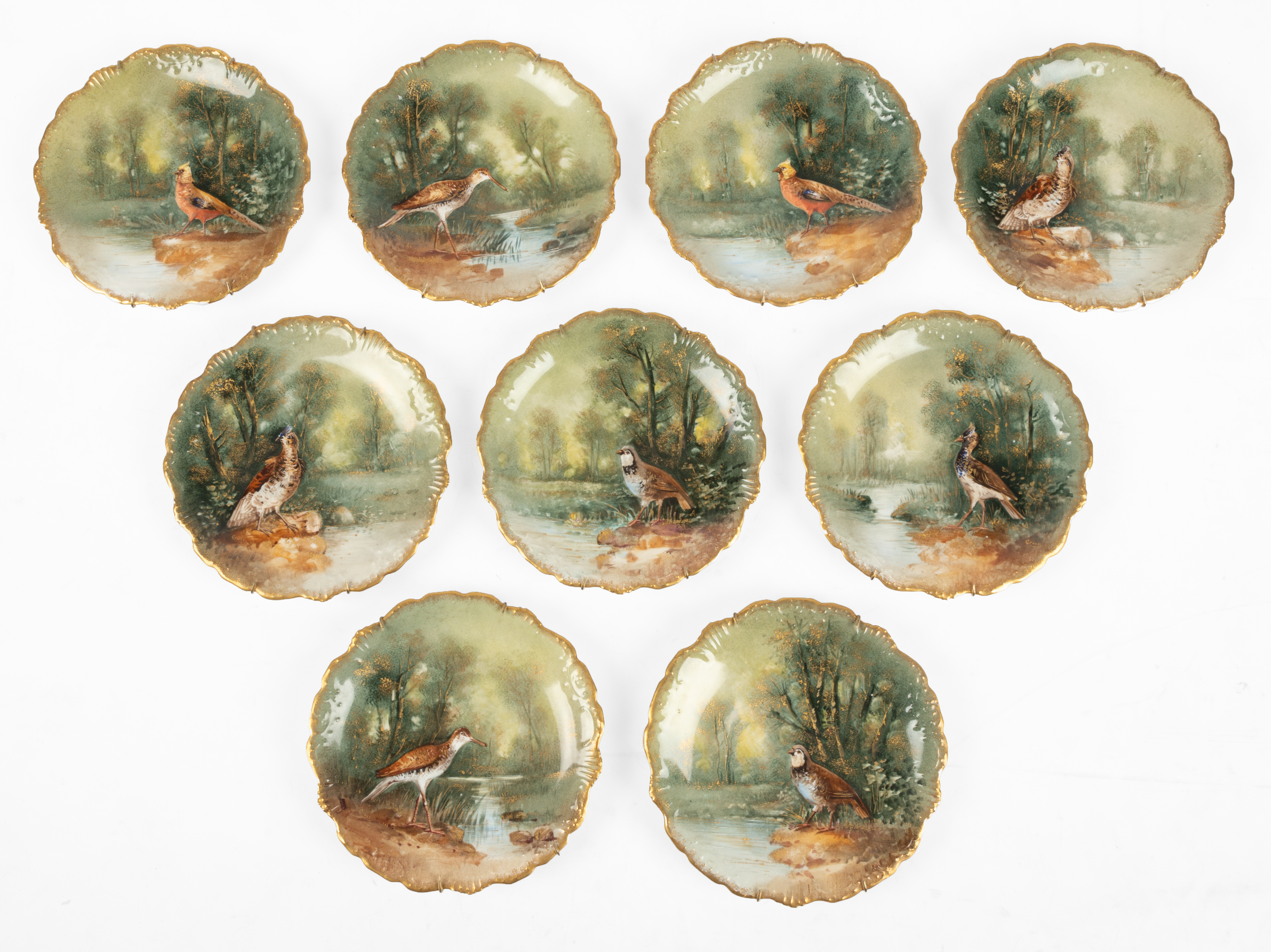 (9) LIMOGES HAND PAINTED PORCELAIN PLATES