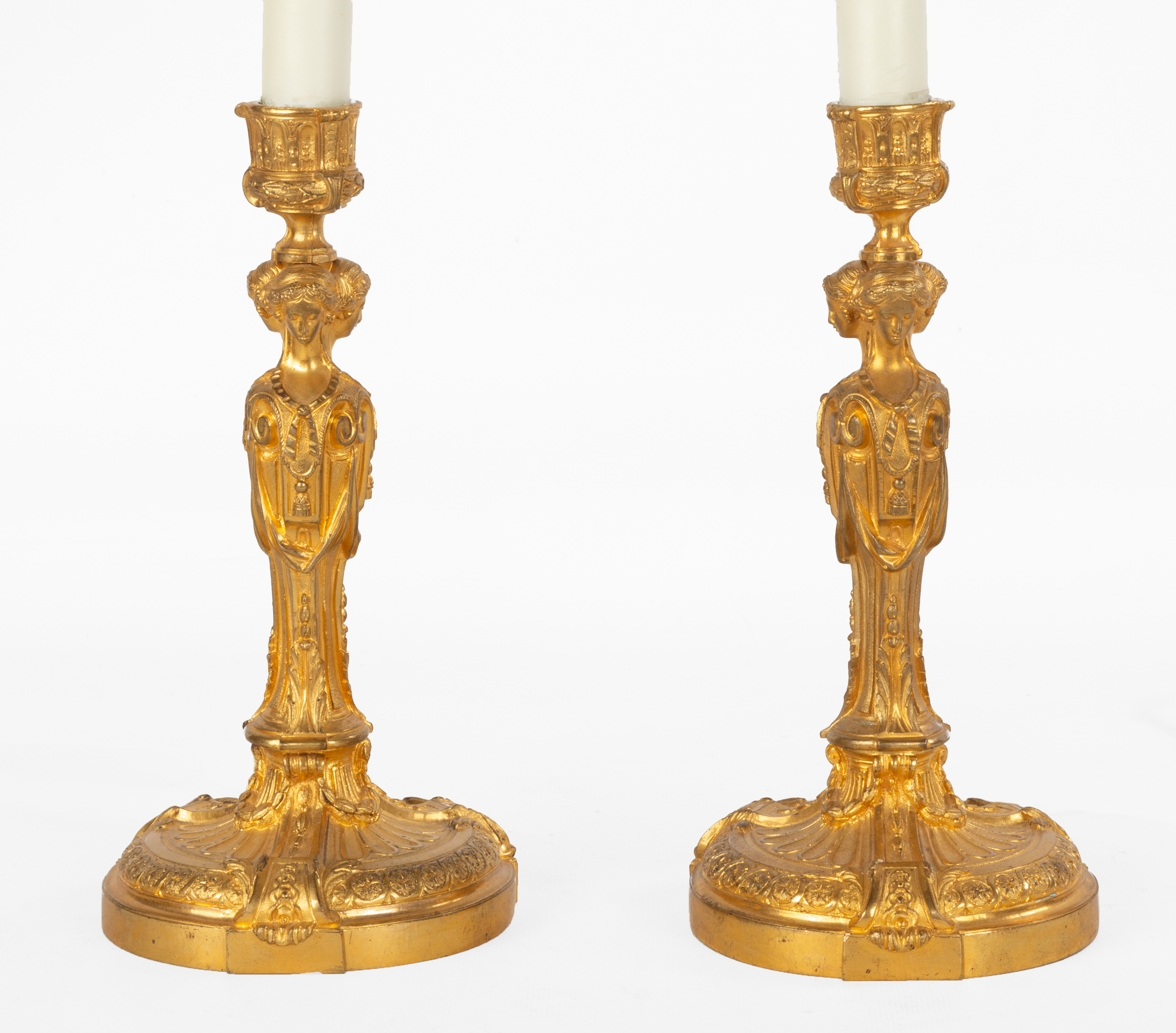 FRENCH ORMOLU CANDLESTICK LAMPS 35310c