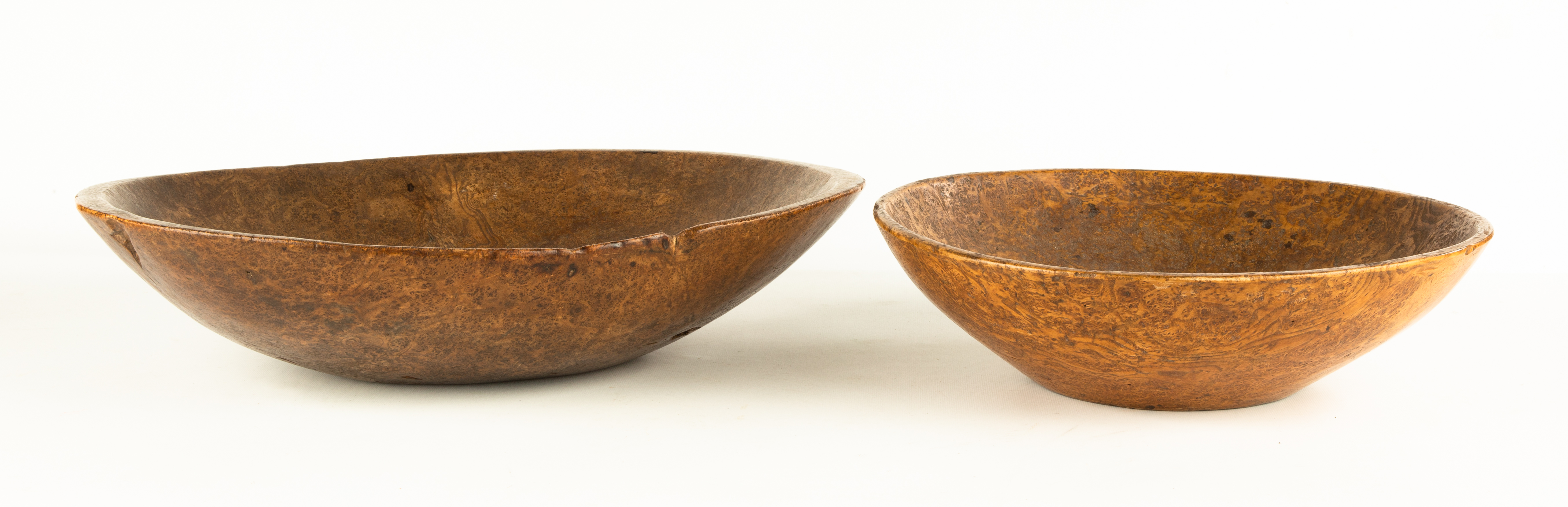TWO EARLY AMERICAN BURL BOWLS Early
