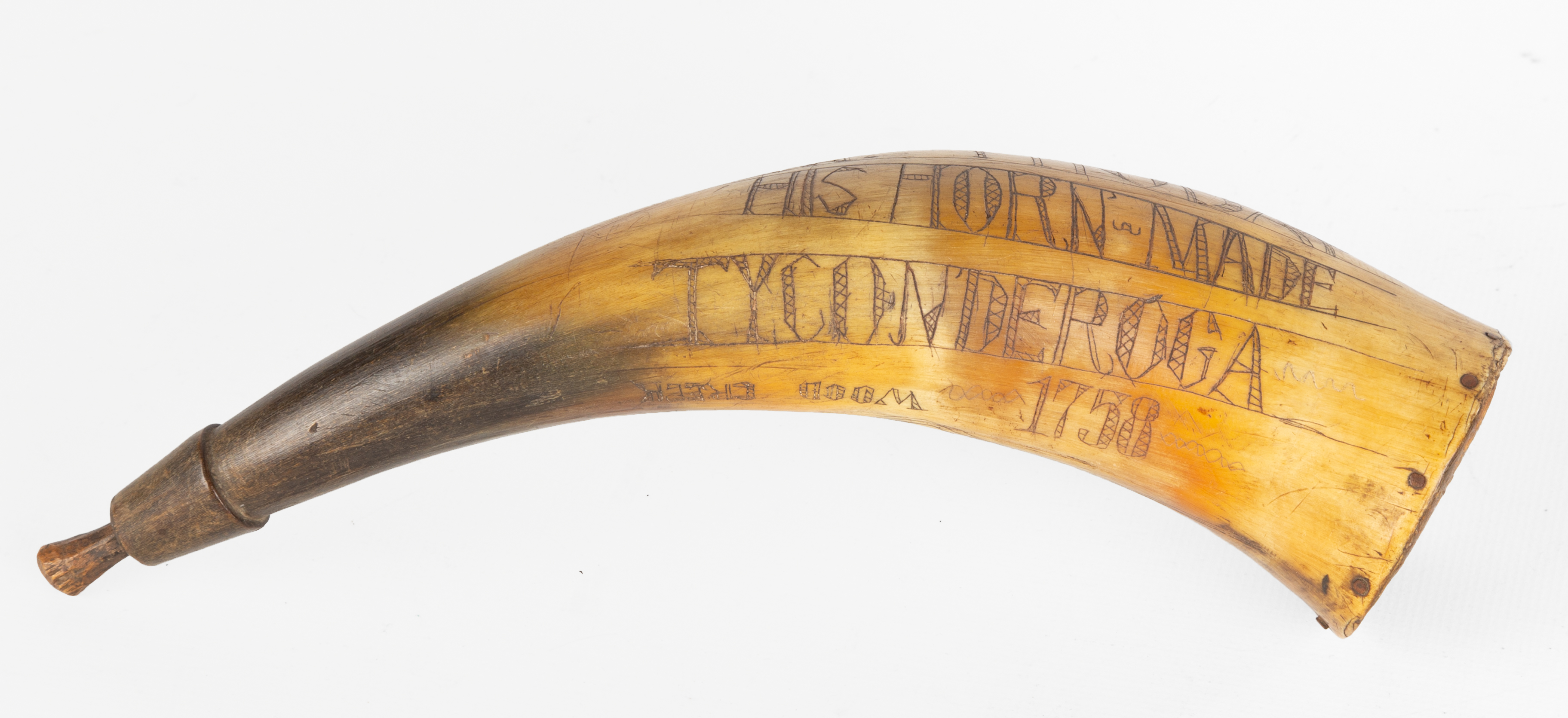 18TH 19TH CENTURY POWDER HORN Depicting 3531b7