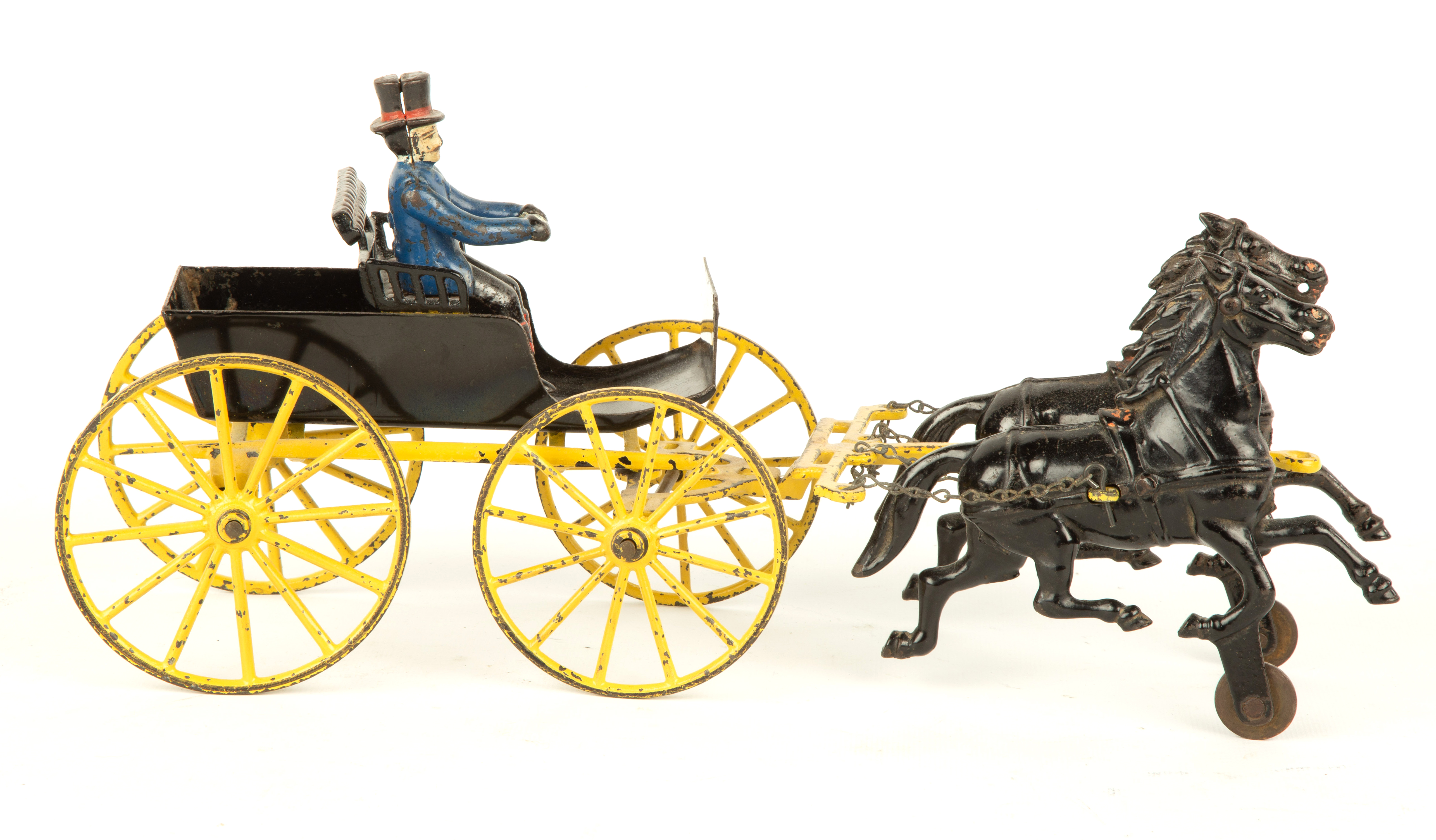 TOY CAST IRON HORSE DRAWN CARRIAGE Late