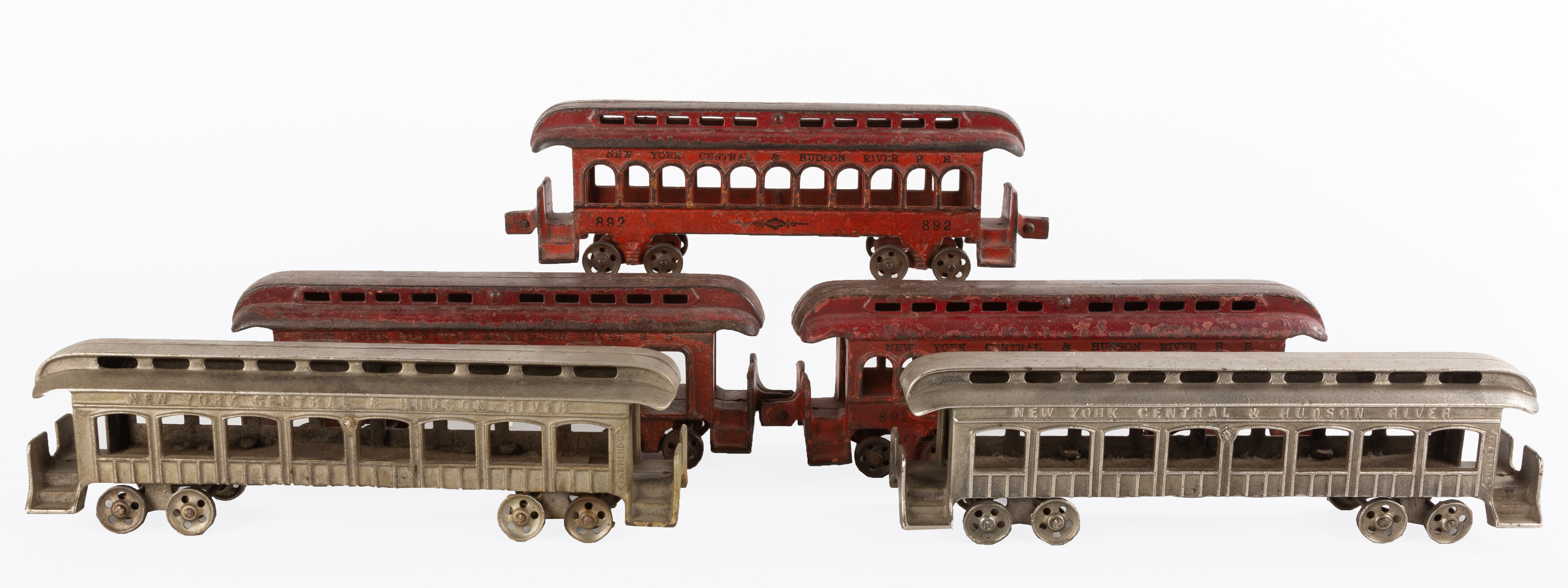 GROUP OF CAST IRON TOY TRAIN COACH