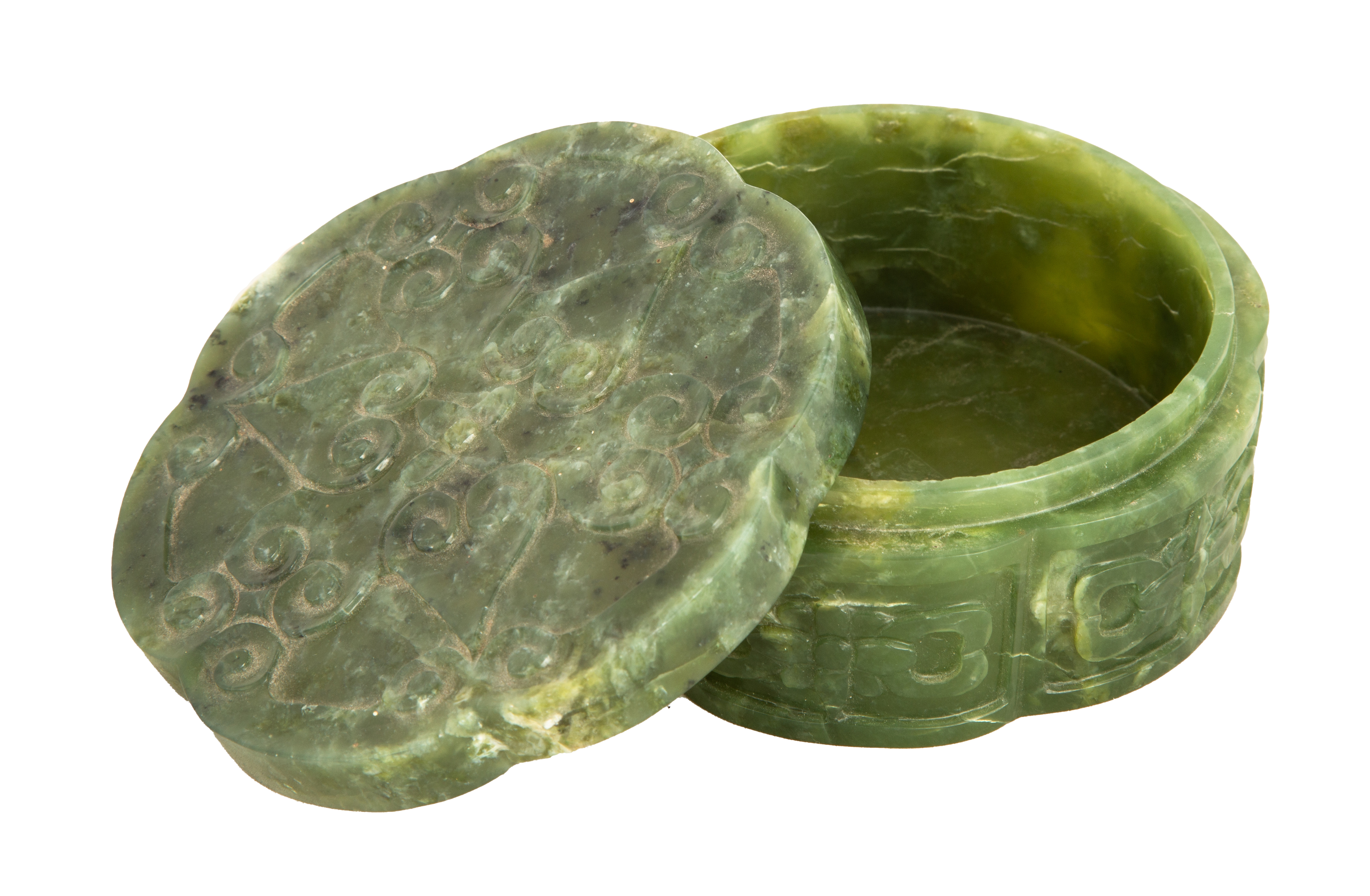 CHINESE CARVED JADE COVERED BOX 353335