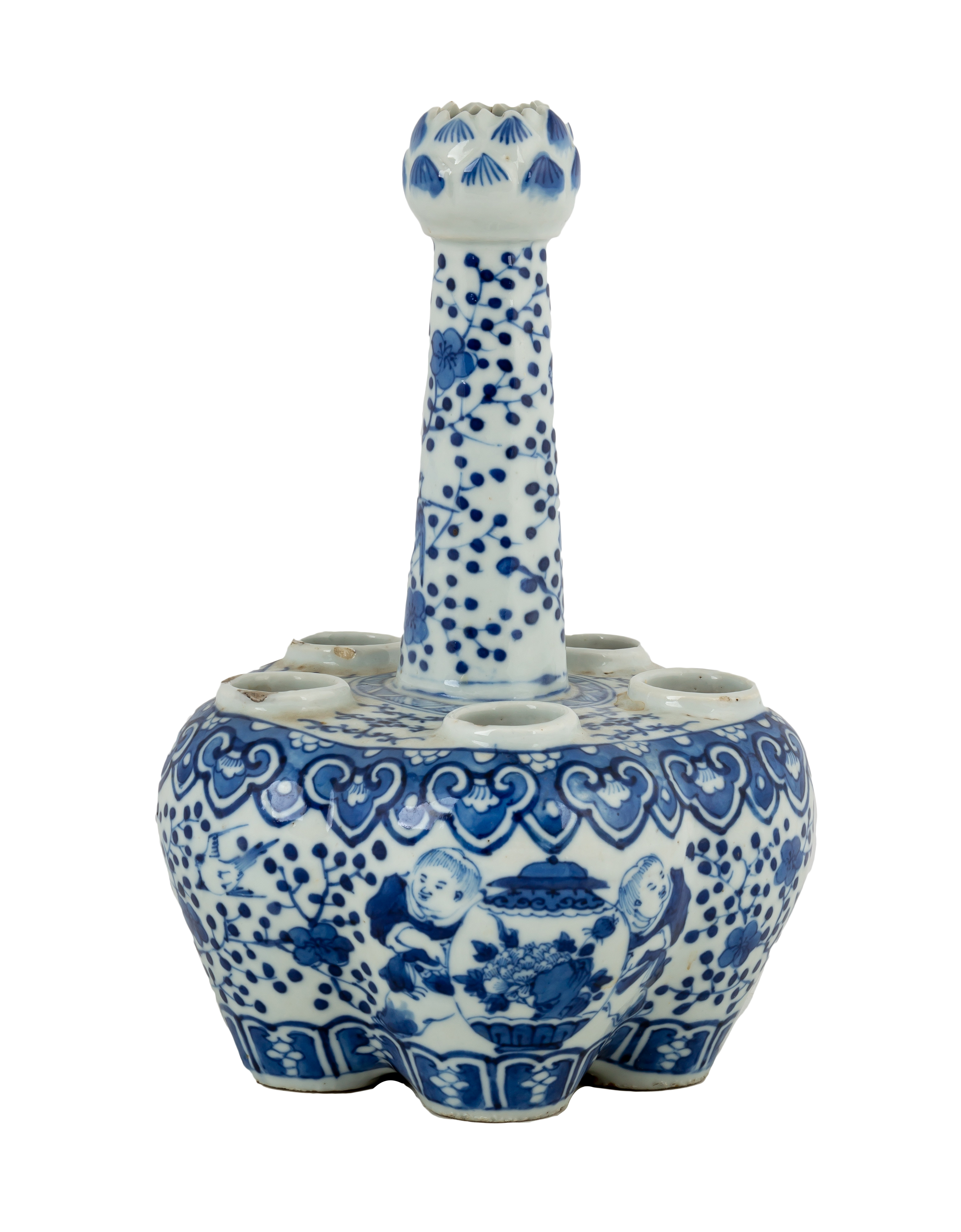 CHINESE BLUE & WHITE PORCELAIN TULIPIERE