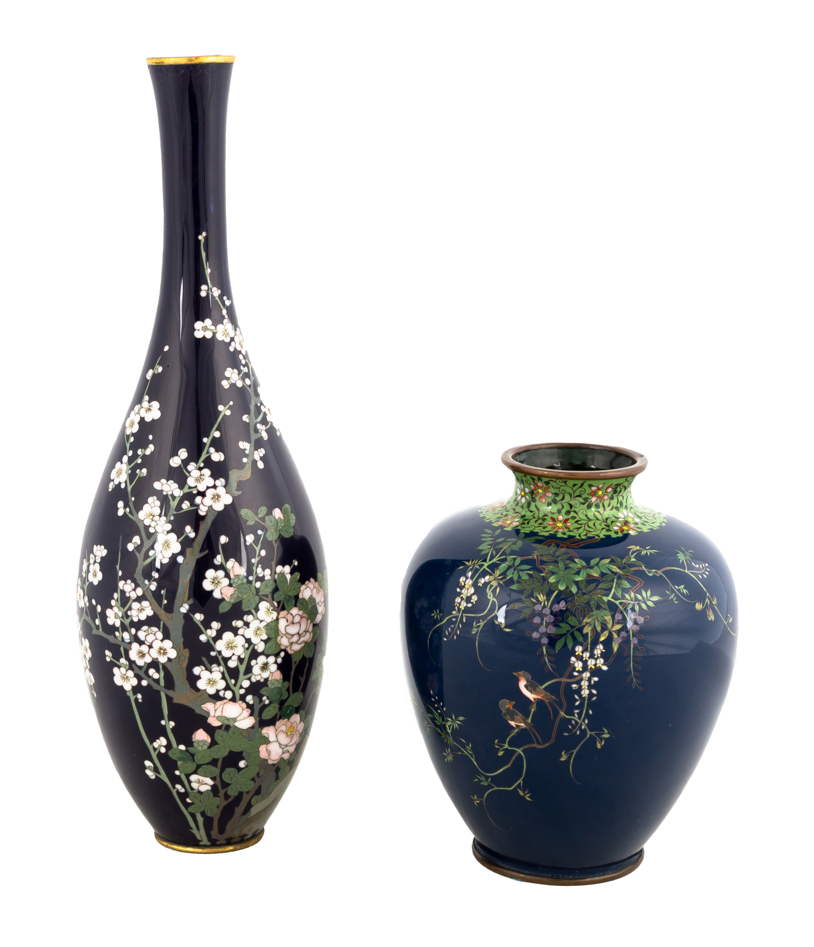 (2) JAPANESE CLOISONNé VASES circa