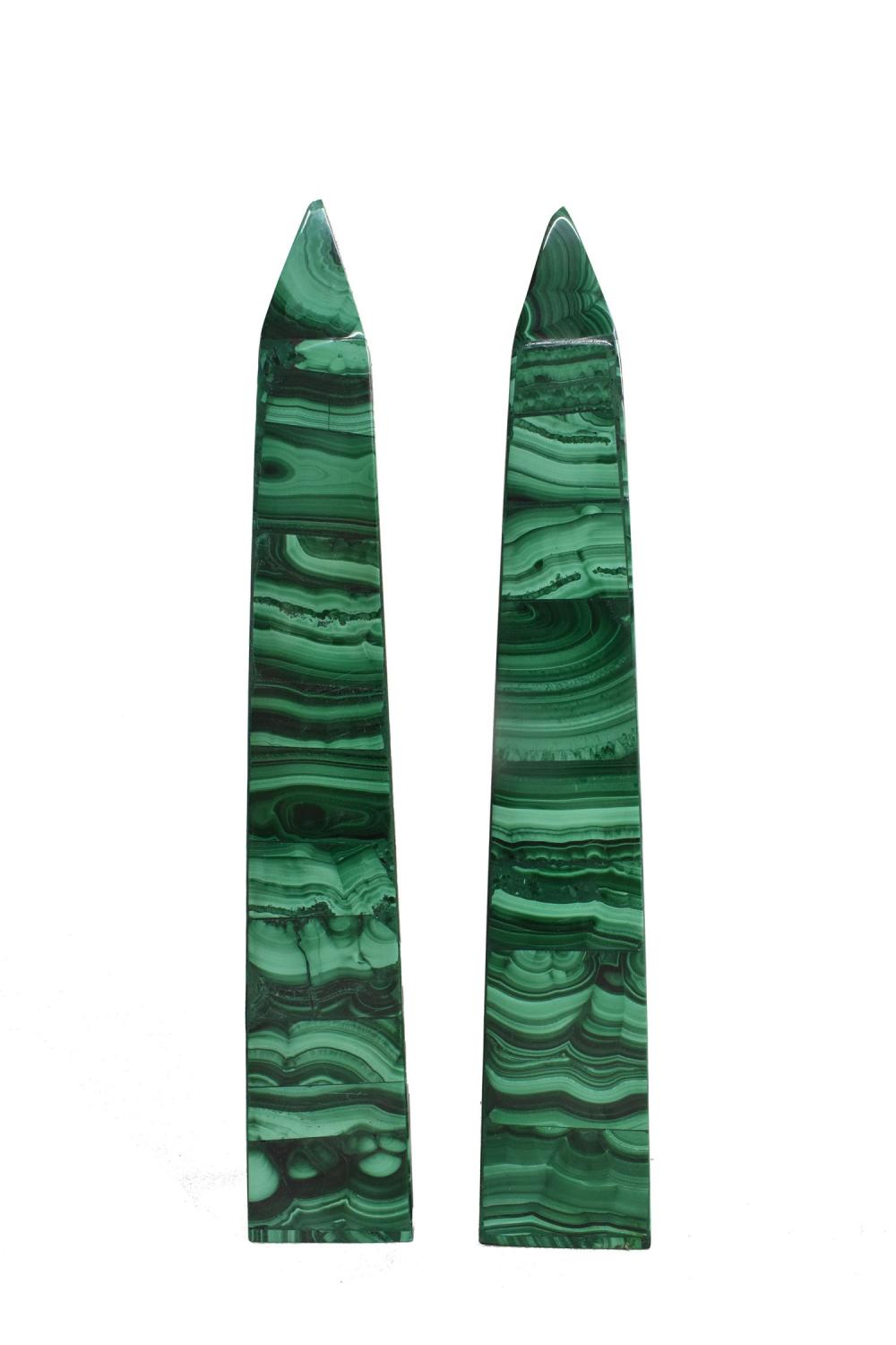 PAIR OF MALACHITE OBILISKS HEIGHT 353443