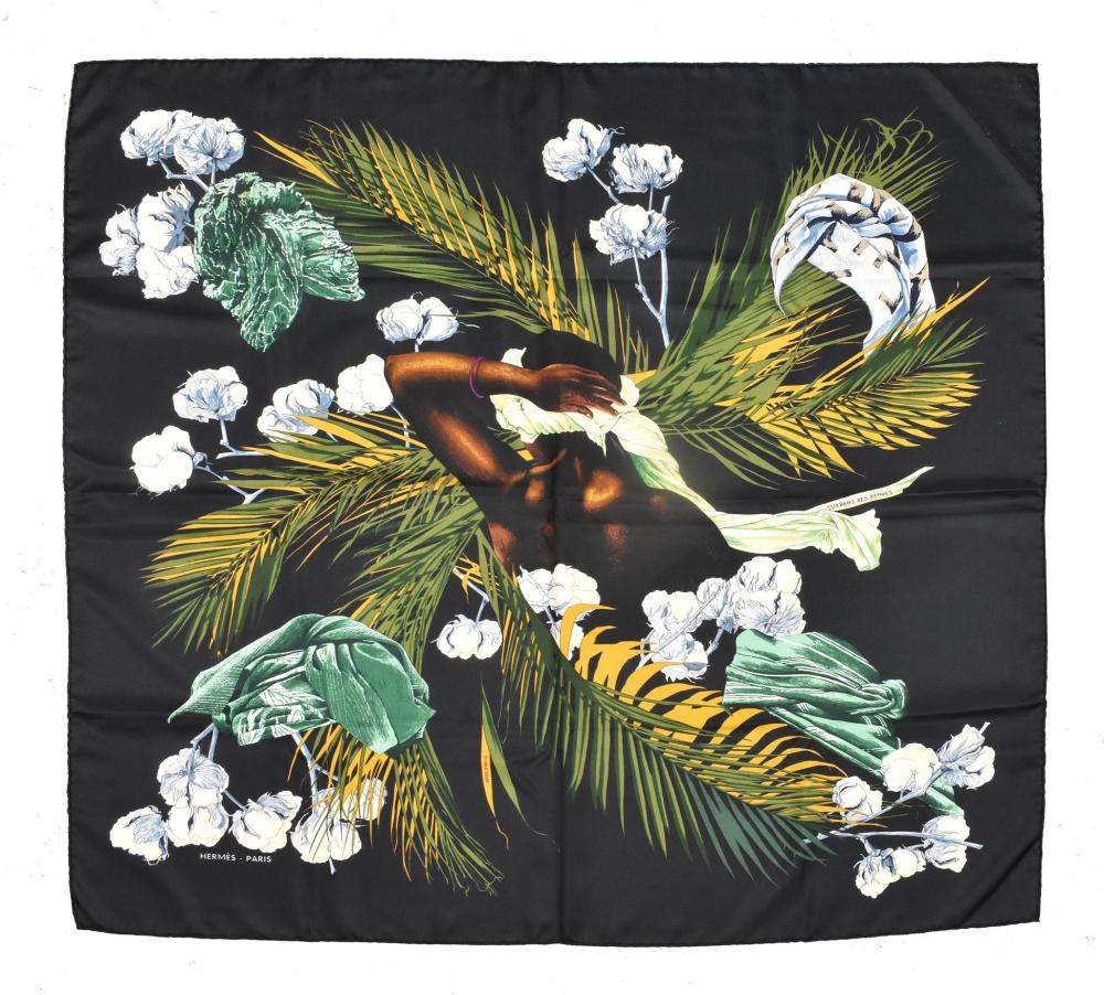 HERMES SILK SCARF SIGNED DEPICTING 35345e