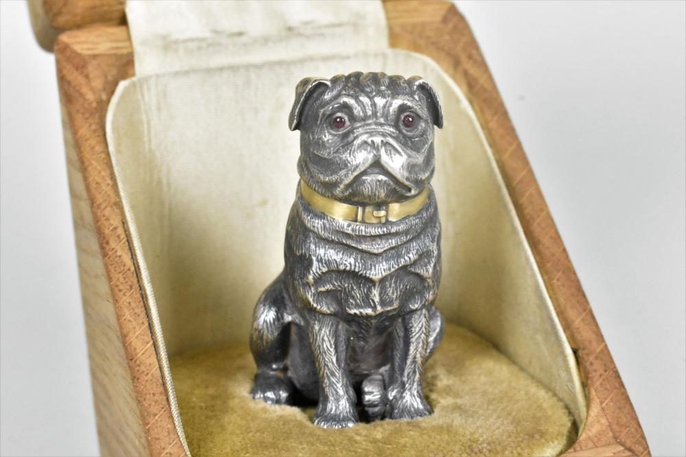 RUSSIAN SILVER FIGURE OF A PUGThe 35348b