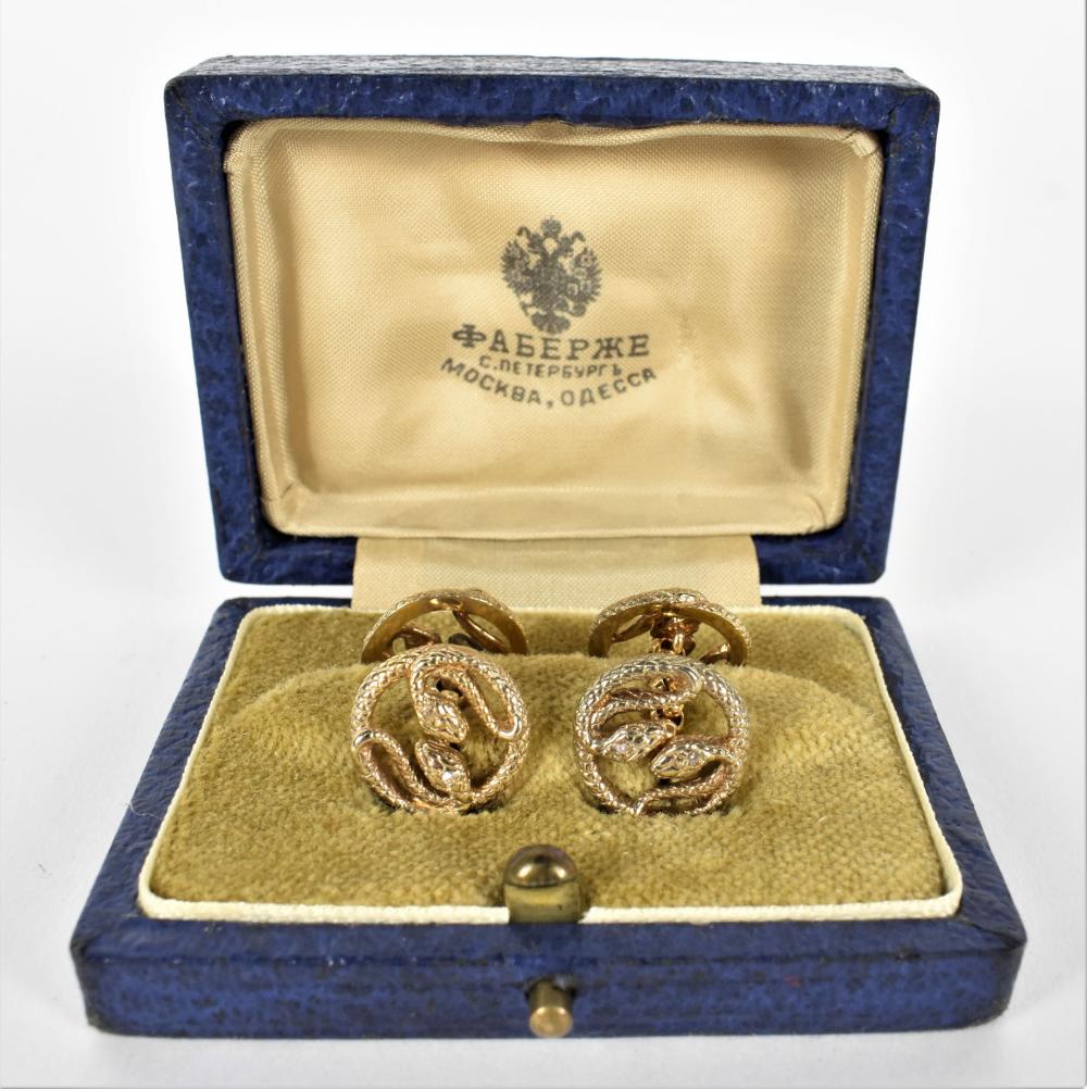 PAIR OF RUSSIAN GOLD AND DIAMOND 35348c