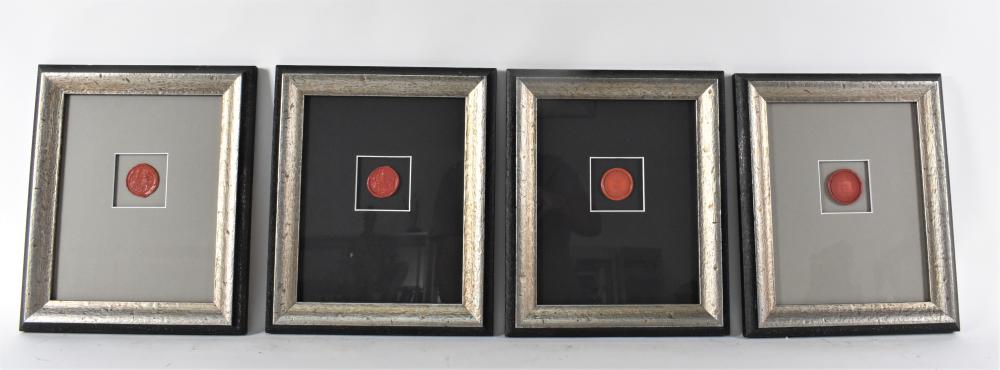 FOUR FRAMED SWISS RED WAX ARMORIAL