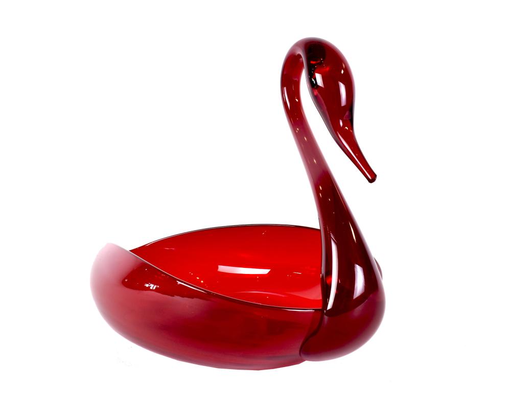 PAIRPOINT RUBY GLASS SWAN-FORM