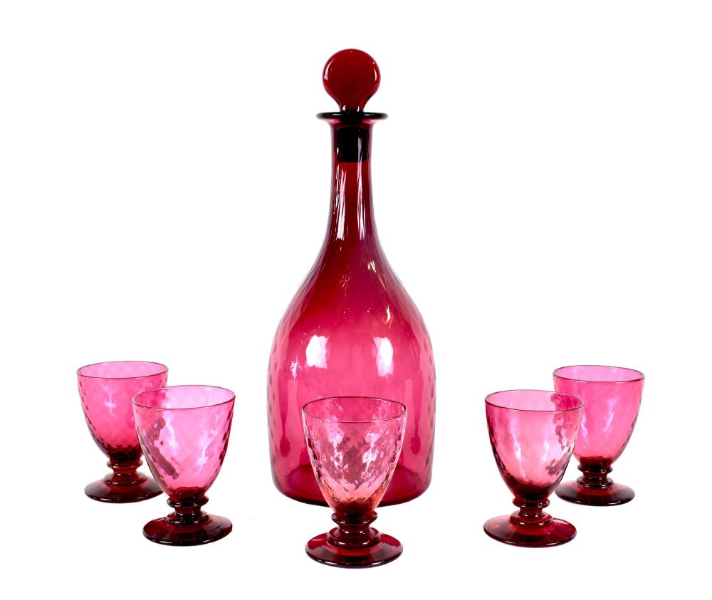 PAIRPOINT SIX-PIECE CRANBERRY GLASS