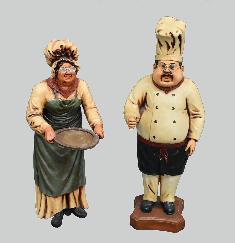 PAIR OF PAINTED PAPIER MACHE FIGURES