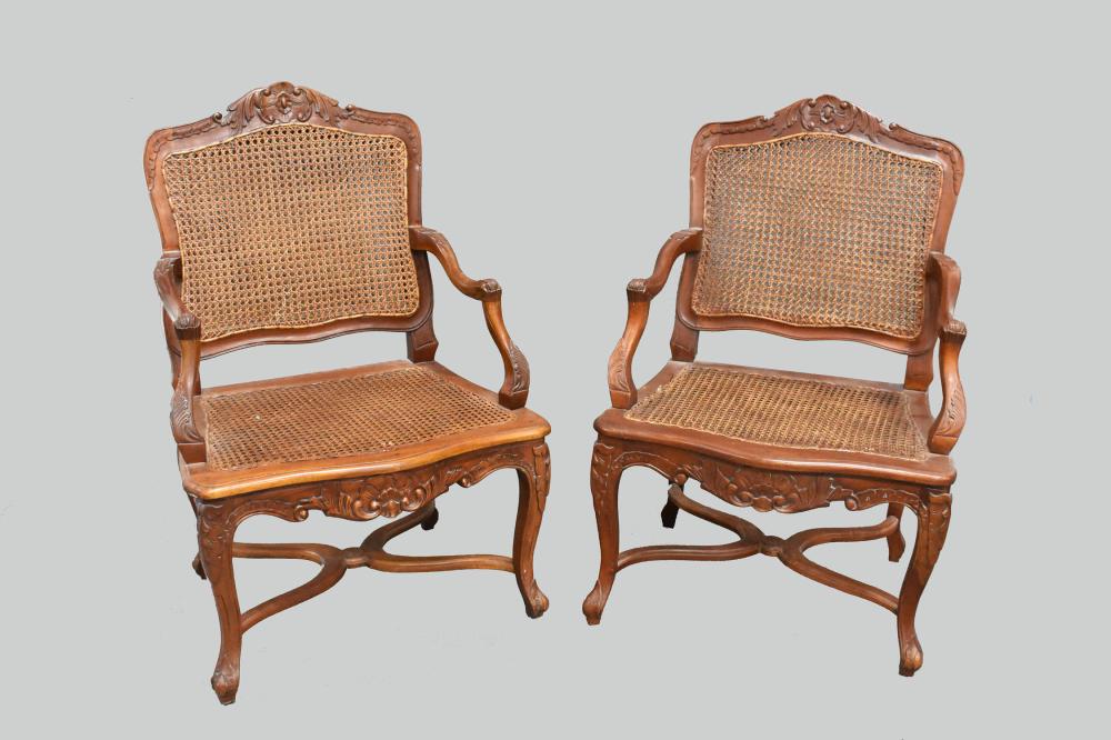 PAIR OF EARLY LOUIS XV STYLE CANED 353643