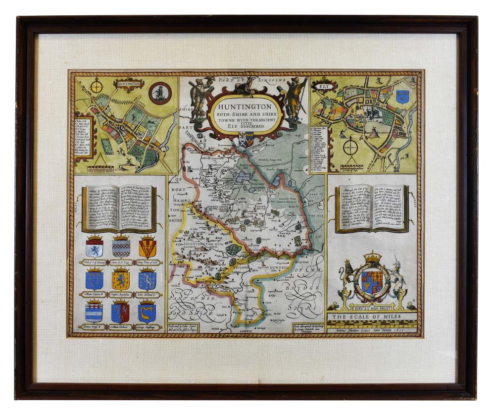 JOHN SPEED MAP OF HUNTINGTONBOTH 35368a