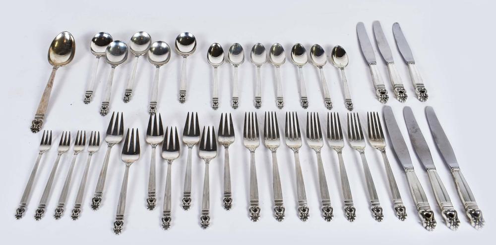 ROYAL DANISH SILVER PART FLATWARE SERVICEInternational