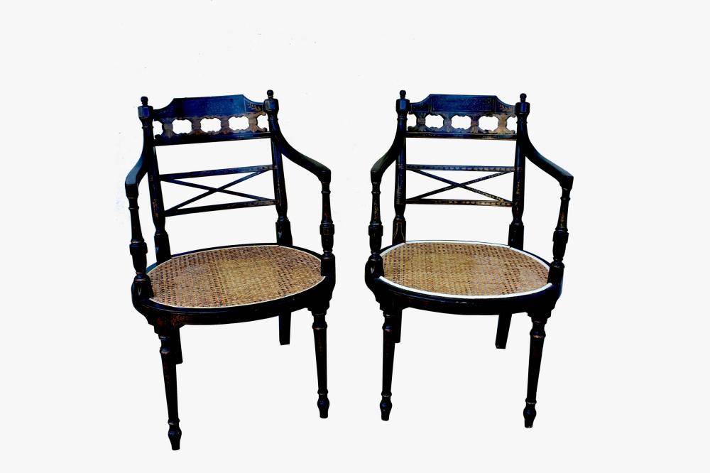 PAIR OF REGENCY STYLE EBONIZED