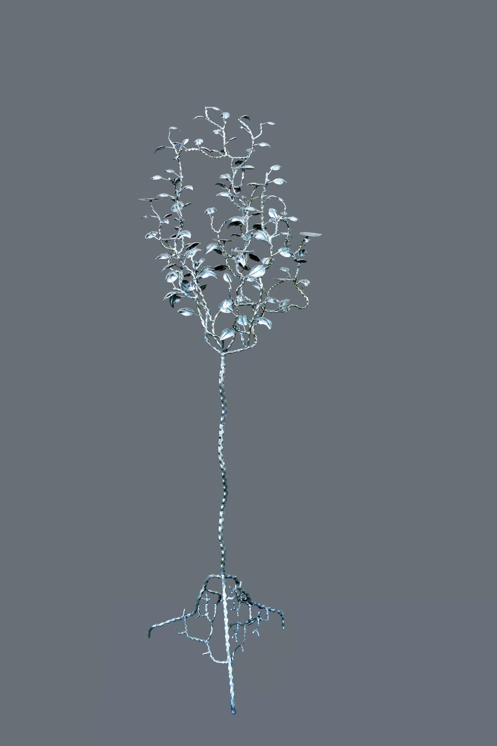 CONTEMPORARY SILVERED-IRON TREE-FORM