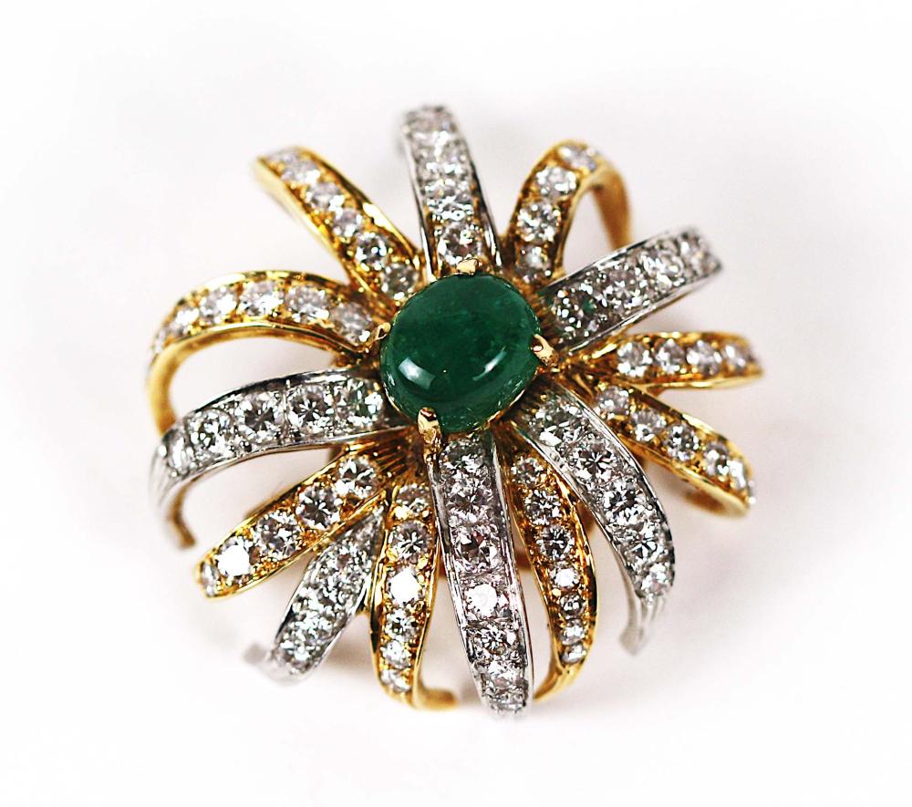 LADIES' 18KT. GOLD DIAMONDS & EMERALD