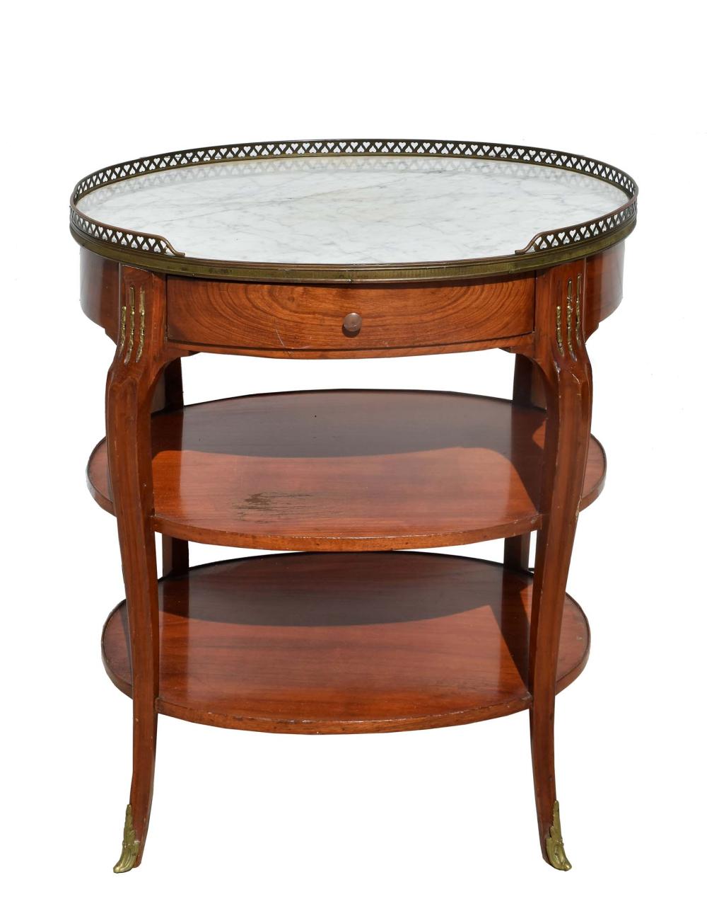 FRENCH MARBLE TOP MAHOGANY TABLE EN